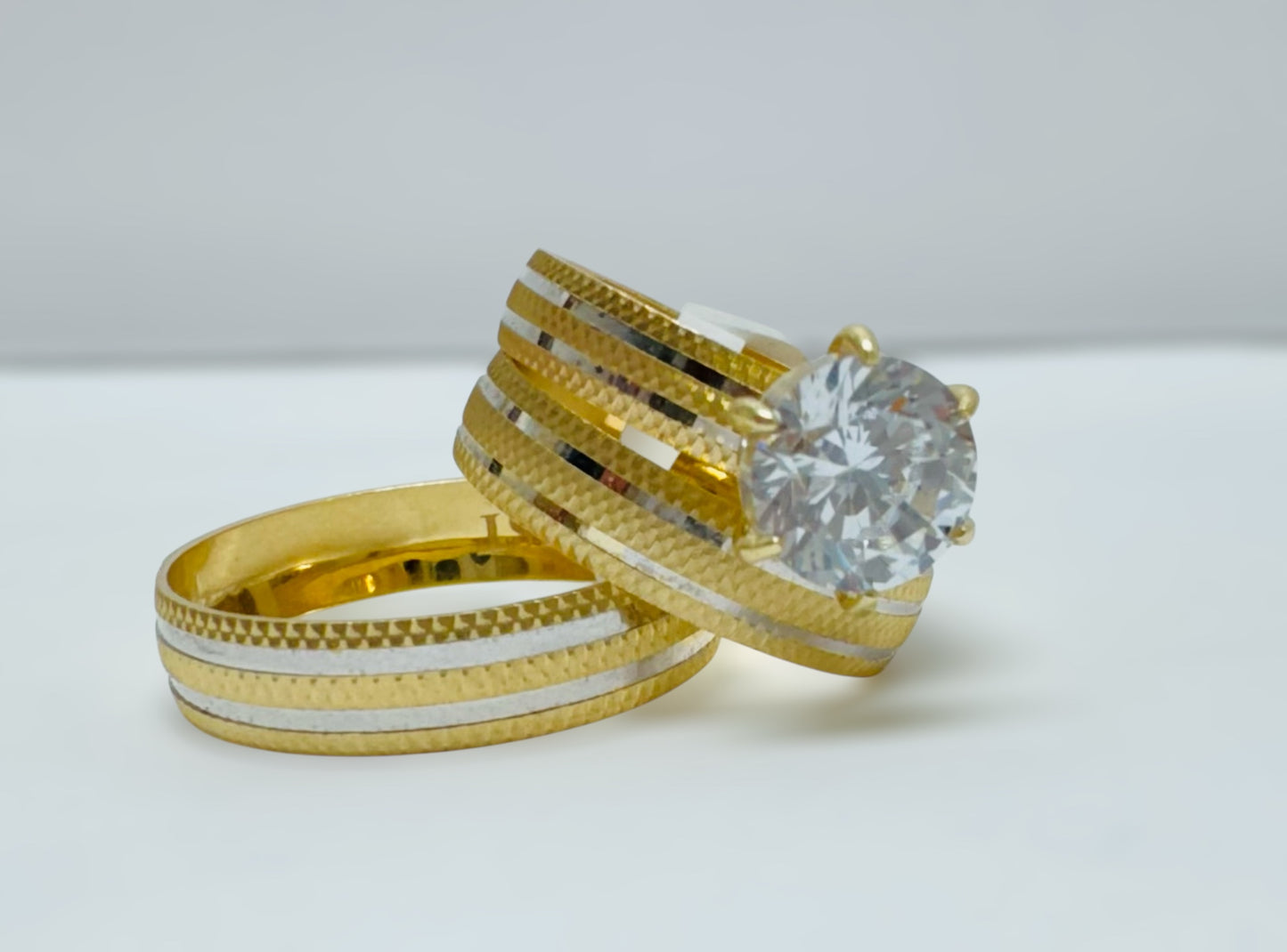 Set trio de anillos de compromiso 14k