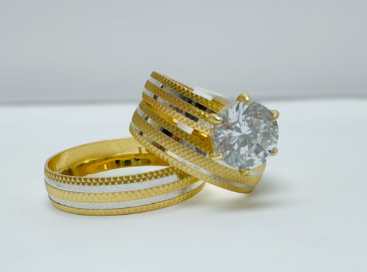 Set trio de anillos de compromiso 14k