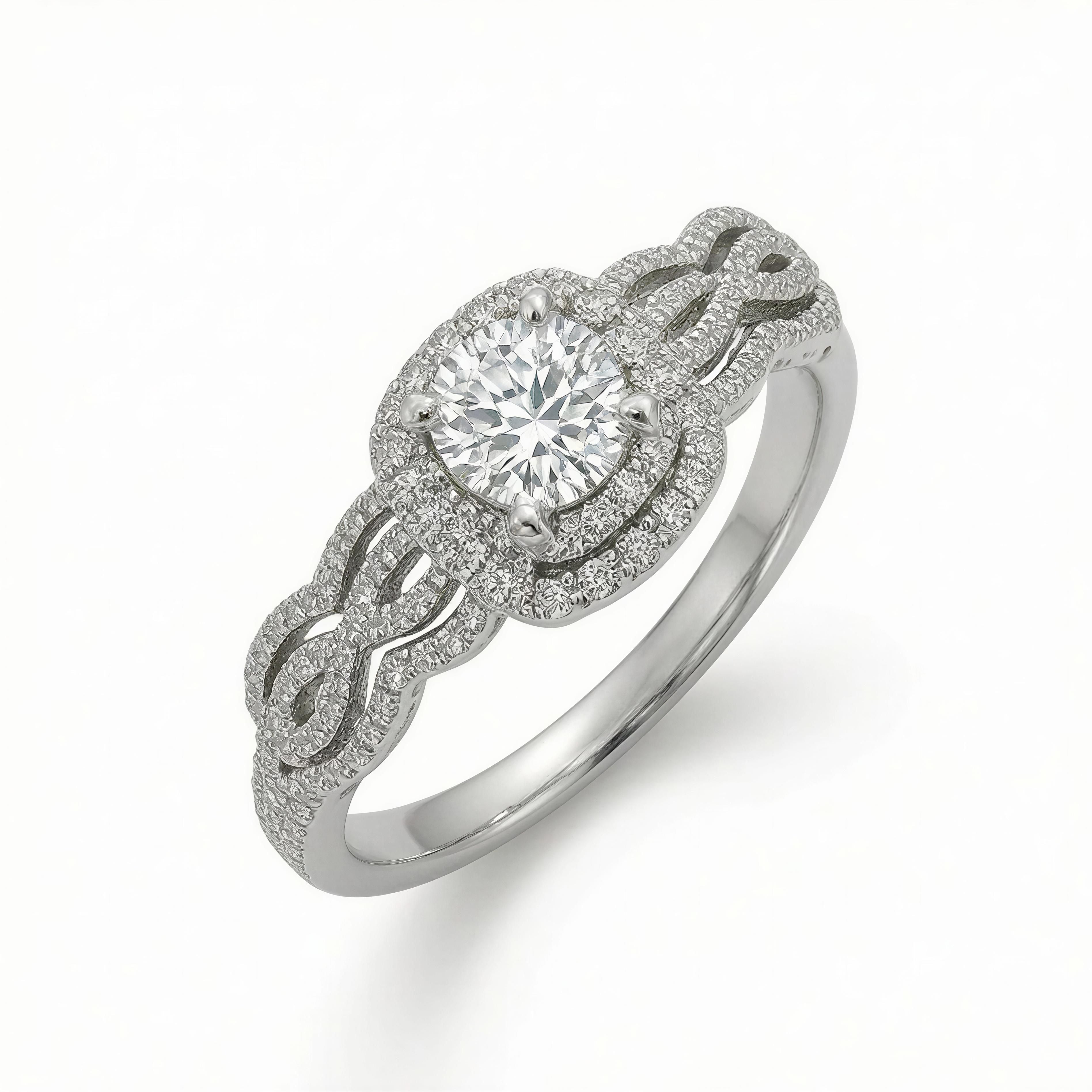 Anillo de Mujer Oro Blanco 10k con diamante