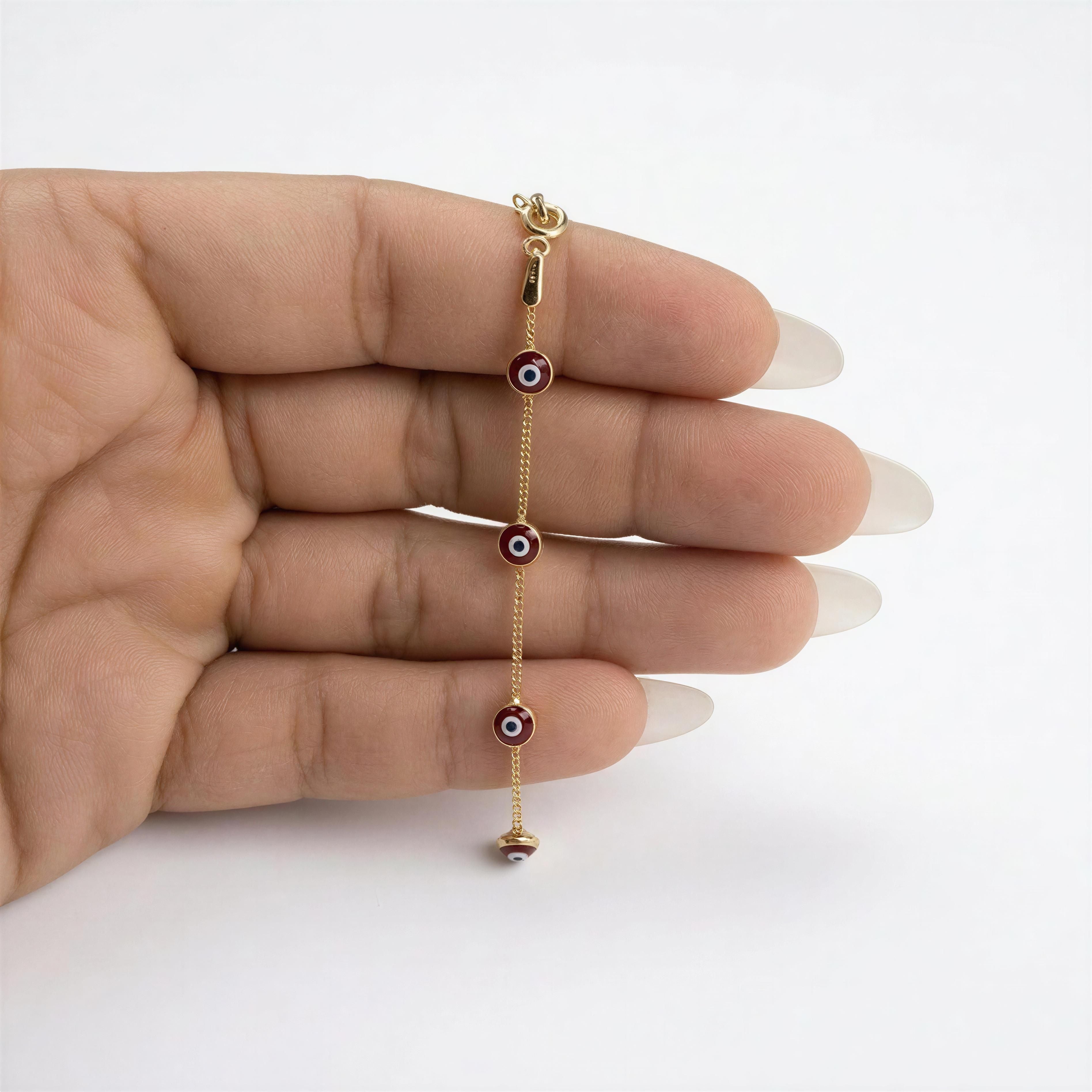 Pulsera Ojitos Rojos 14k
