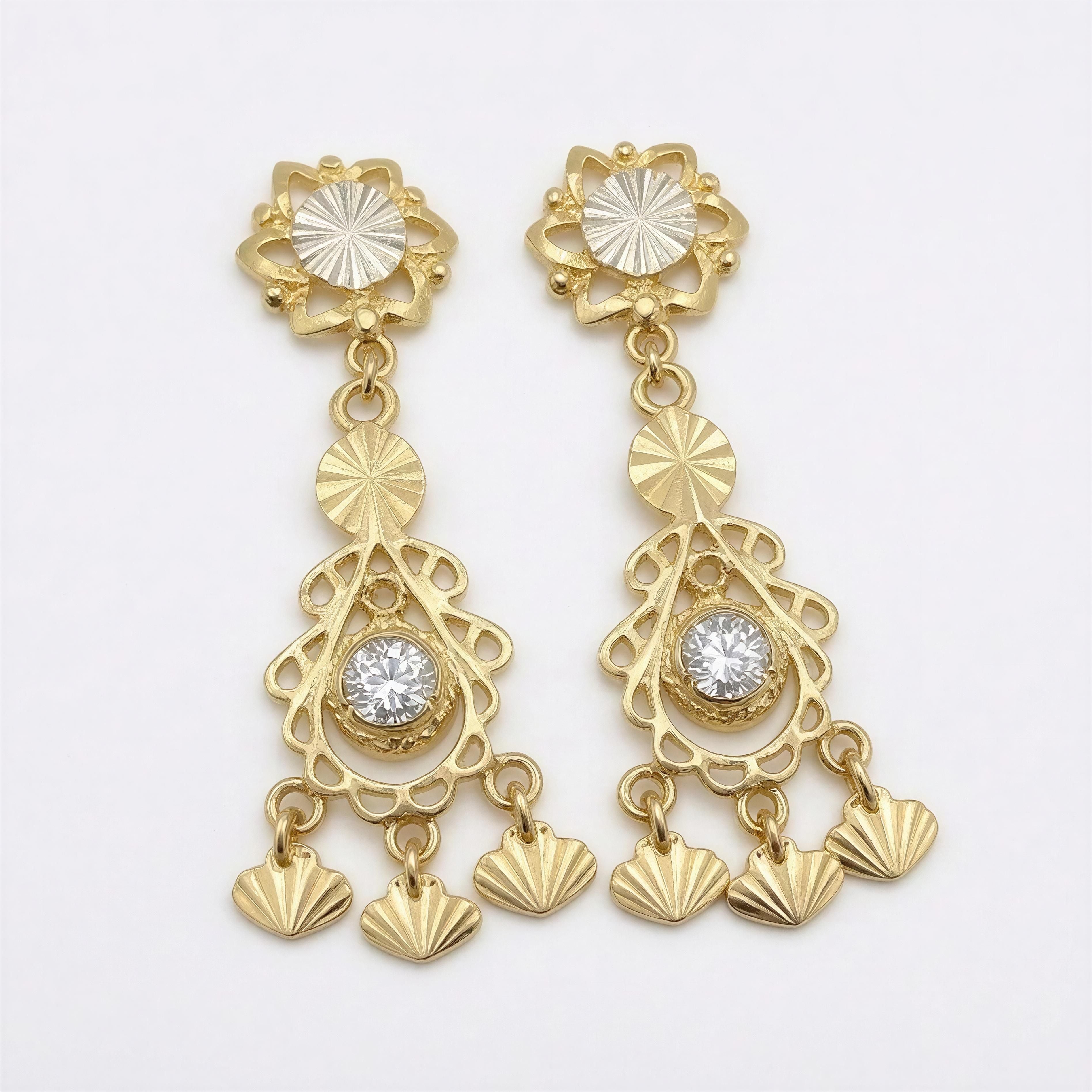 Aretes colgantes 14k