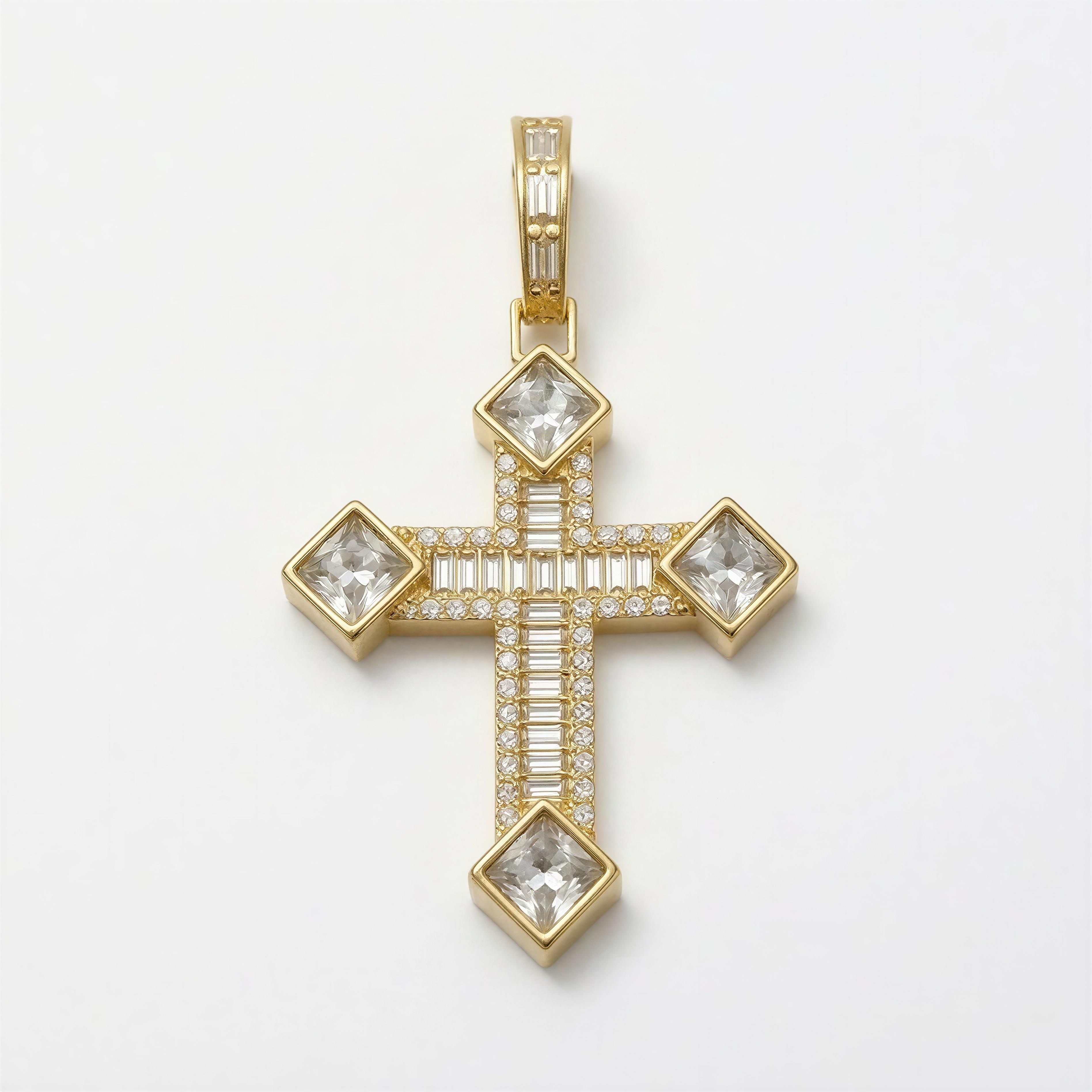 Dije de Cruz 10k con Zirconia