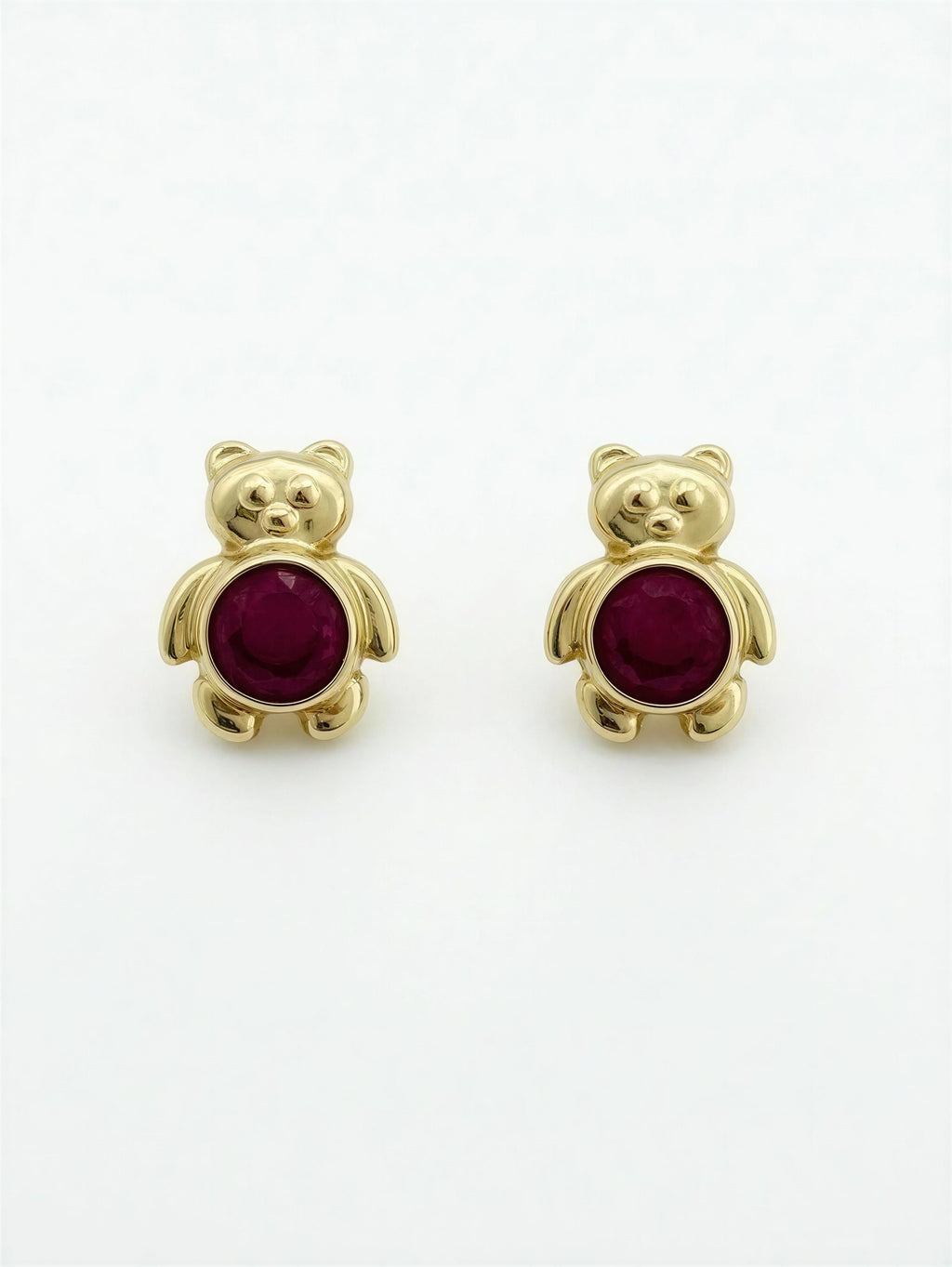 Aretes de oso 14K - rosado fuerte