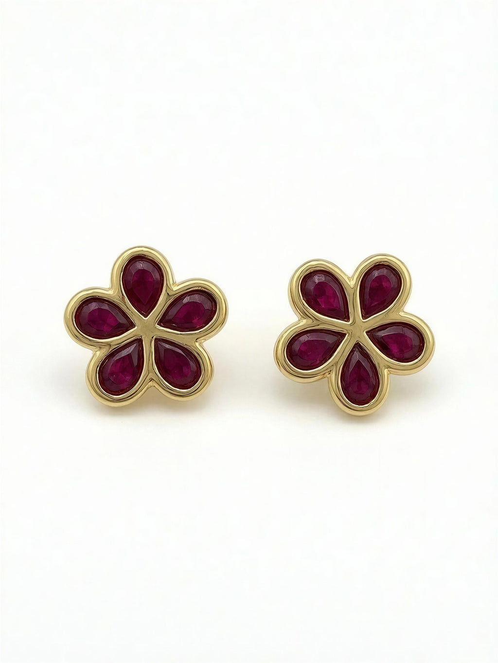 Aretes de flor  14K - rosado fuerte