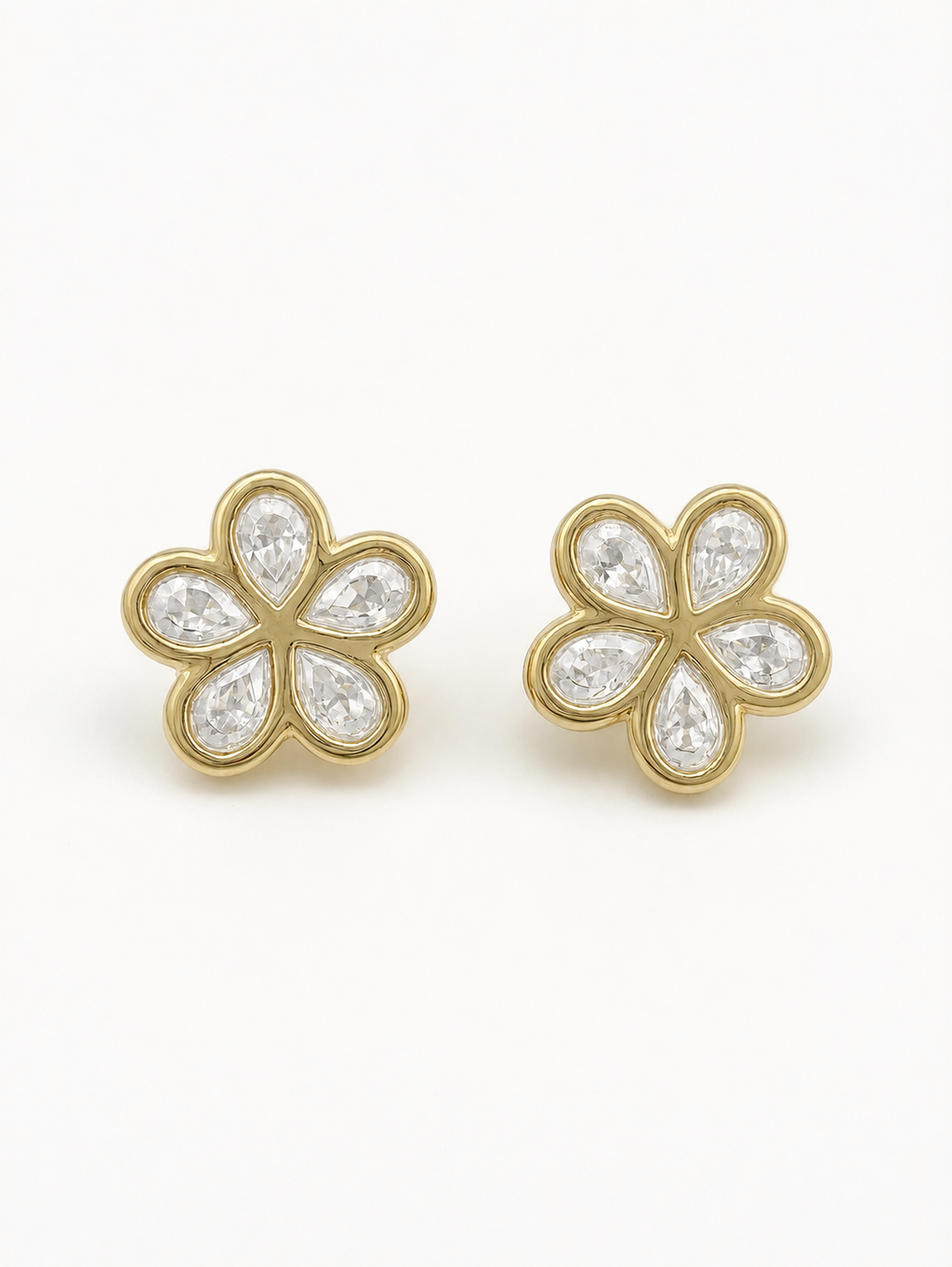 Aretes de flor  14K - blanco