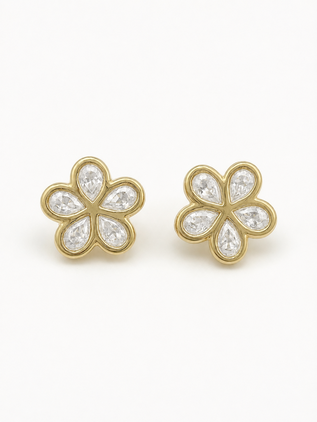 Aretes de flor  14K - blanco