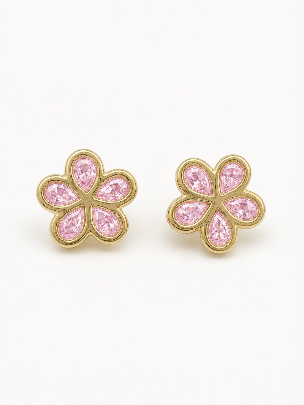 Aretes flor 14k -rosado