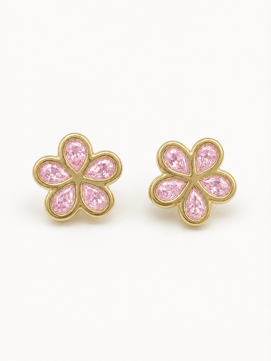 Aretes flor 14k -rosado
