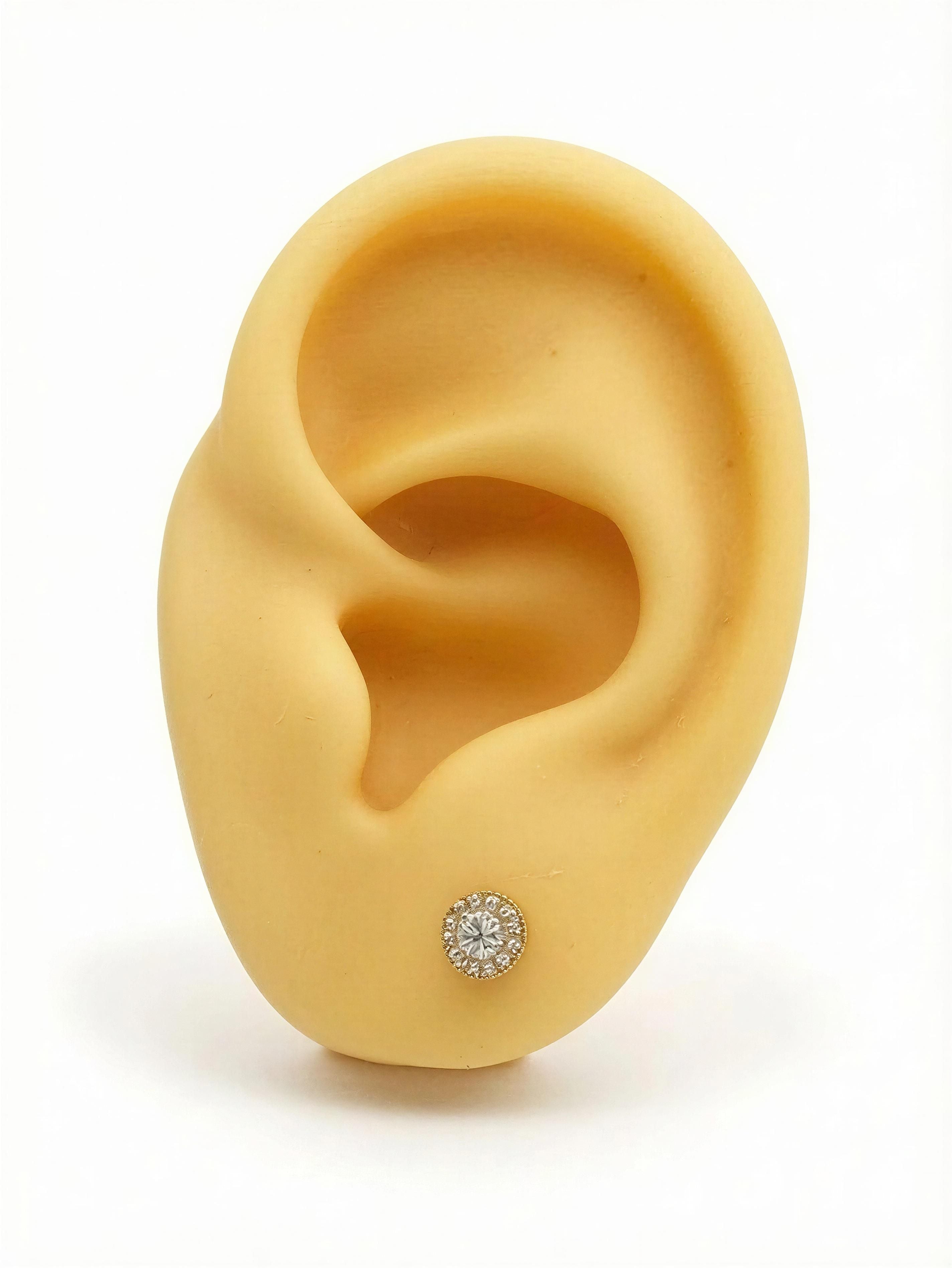 Aretes pequeños de piedras 14k