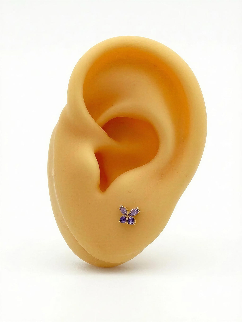Aretes pequeños mariposa 14k