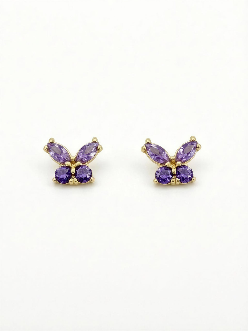 Aretes pequeños mariposa 14k