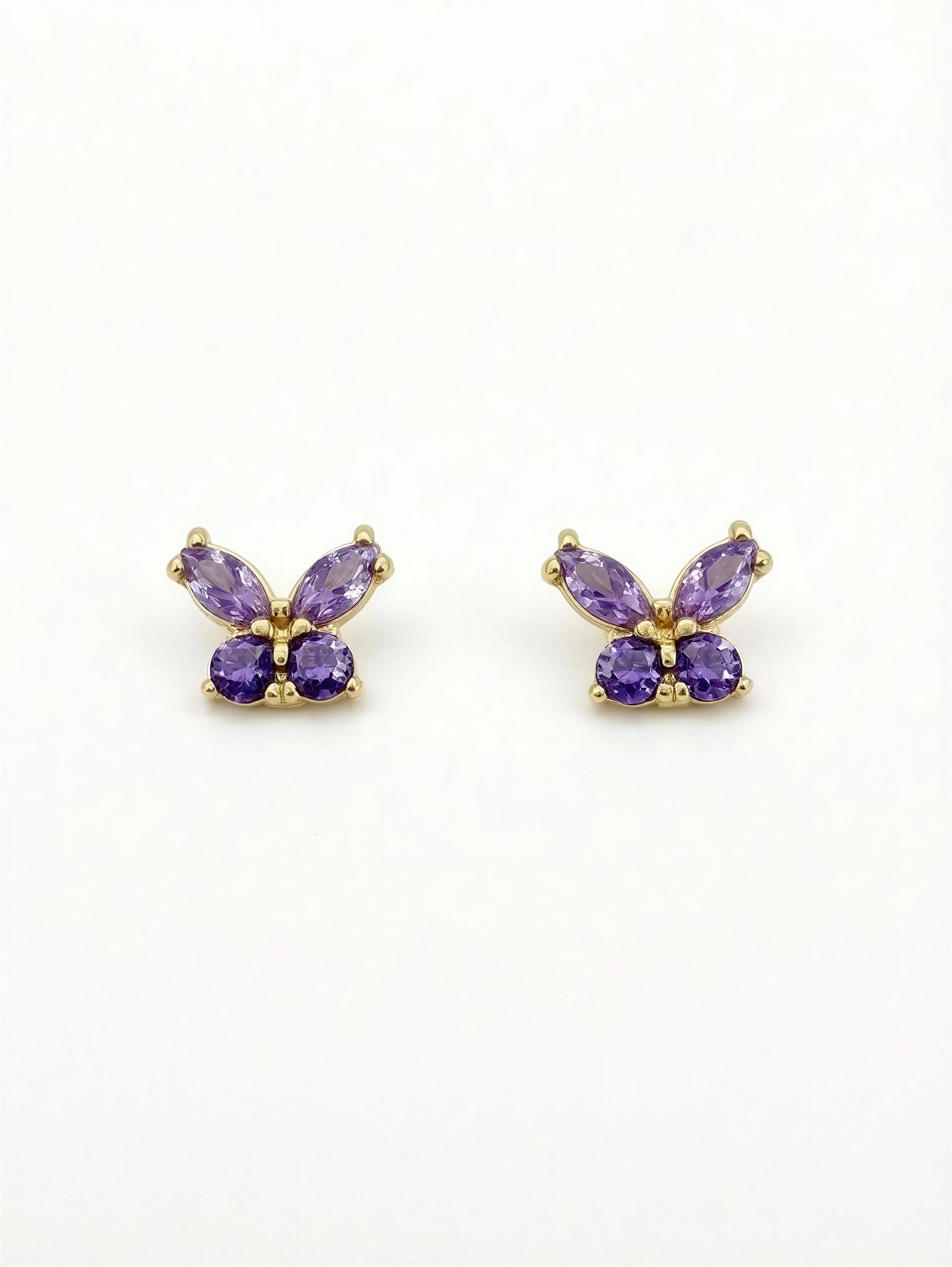 Aretes pequeños mariposa 14k