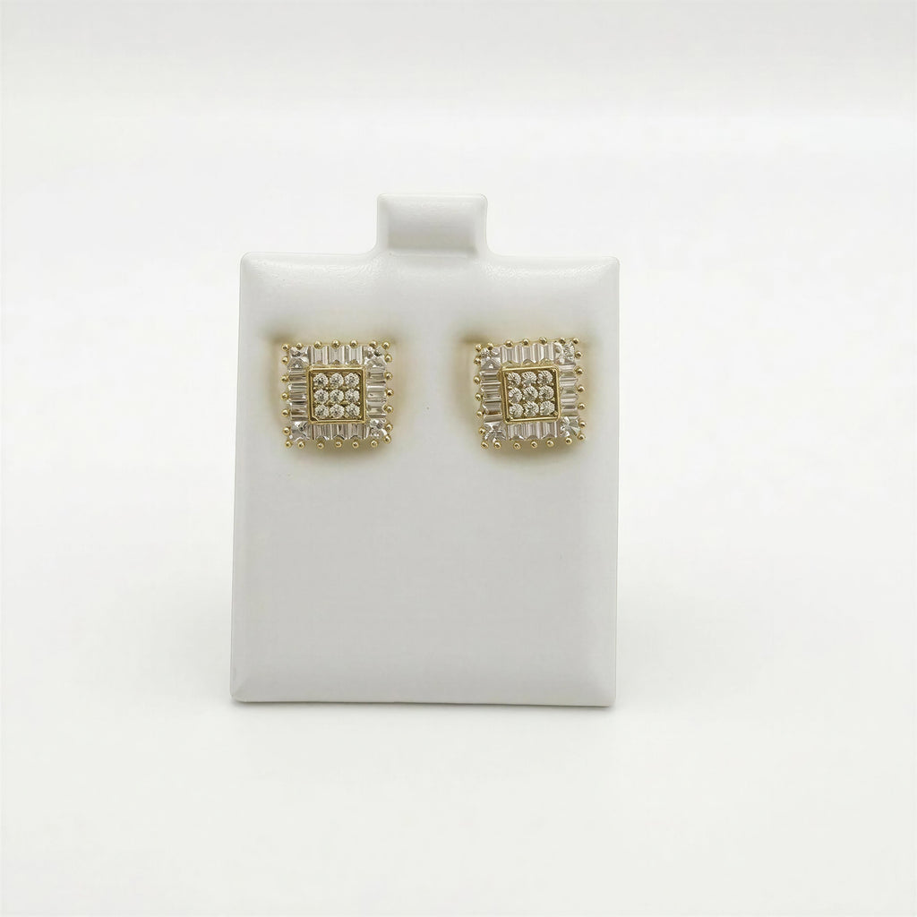 Aretes de piedra cuadrados 10k