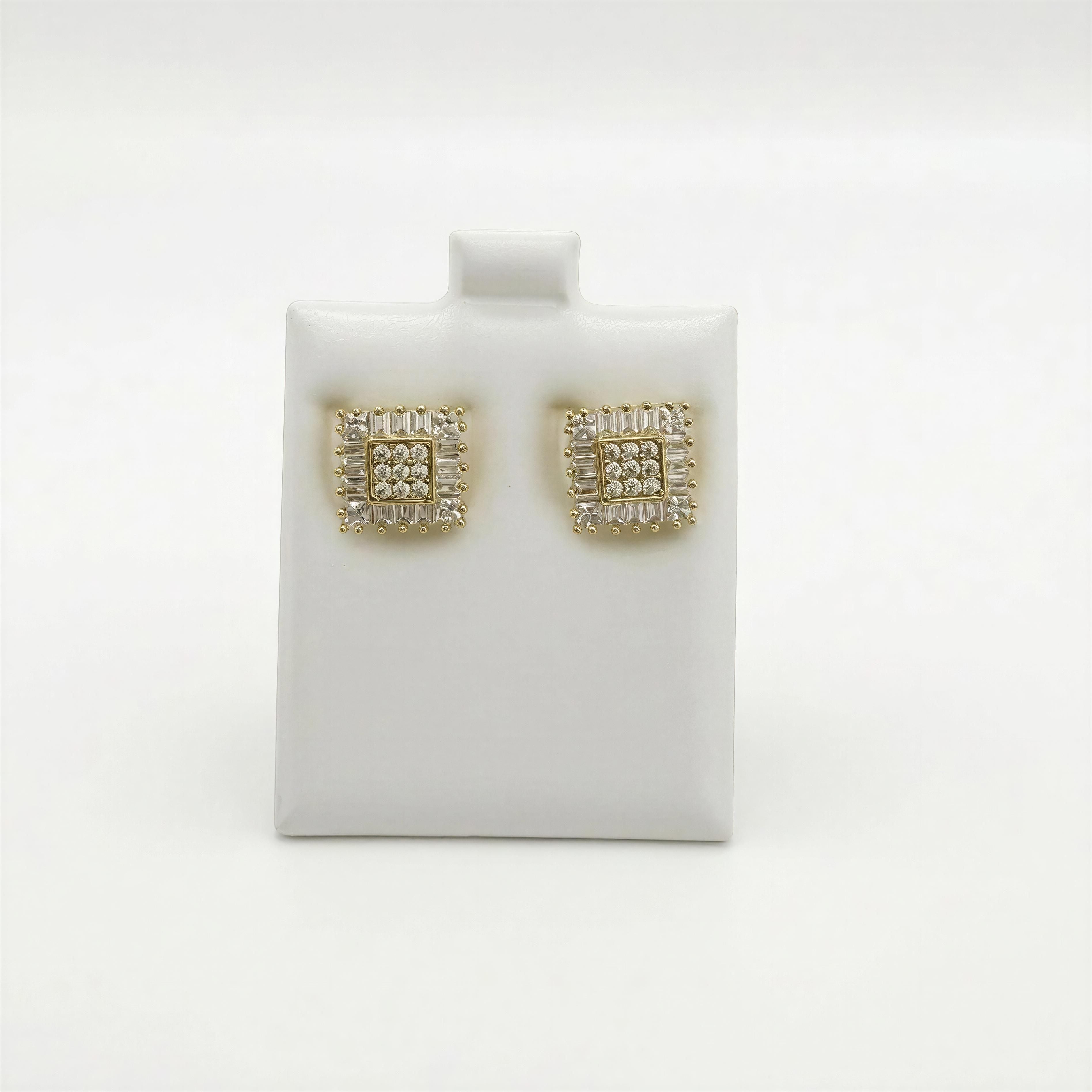 Aretes de piedra cuadrados 10k
