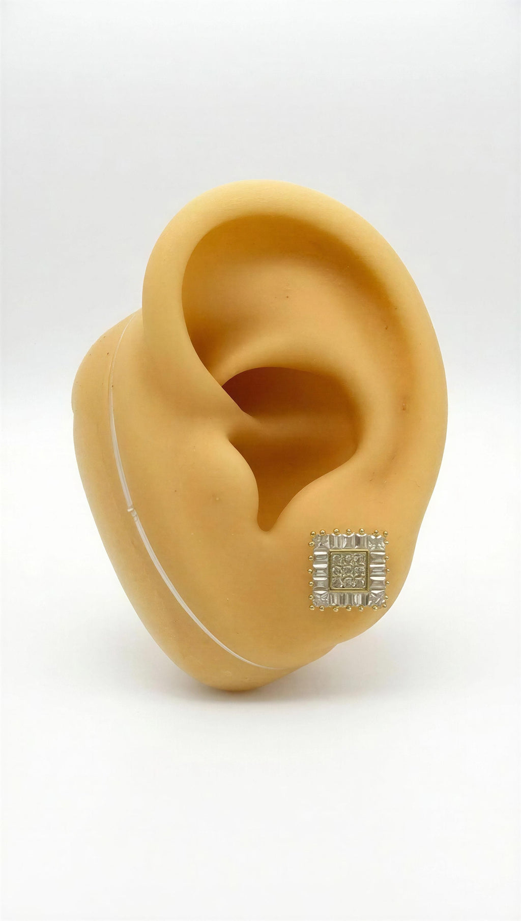 Aretes de piedra cuadrados 10k