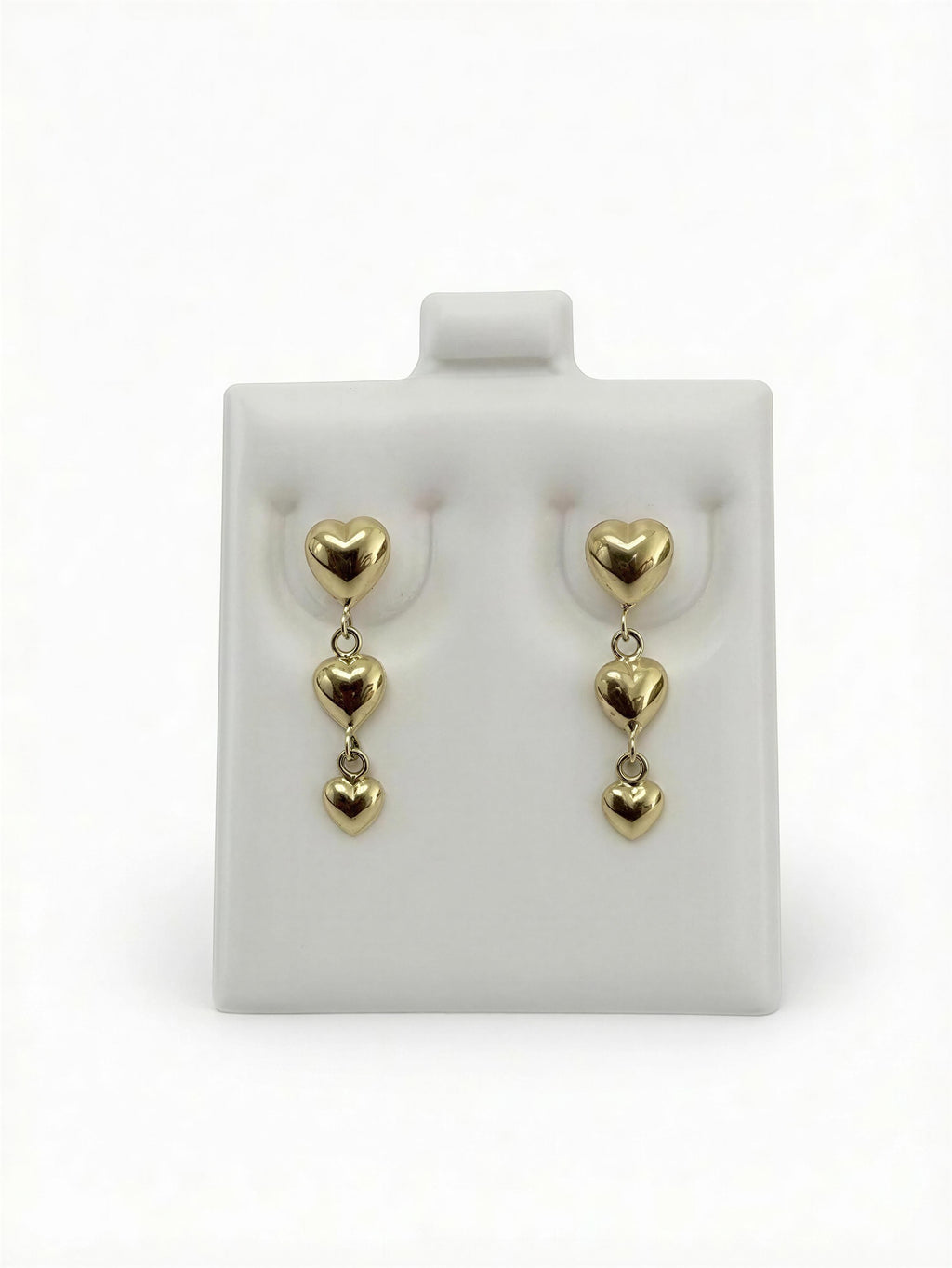 Aretes de corazón colgante 14k