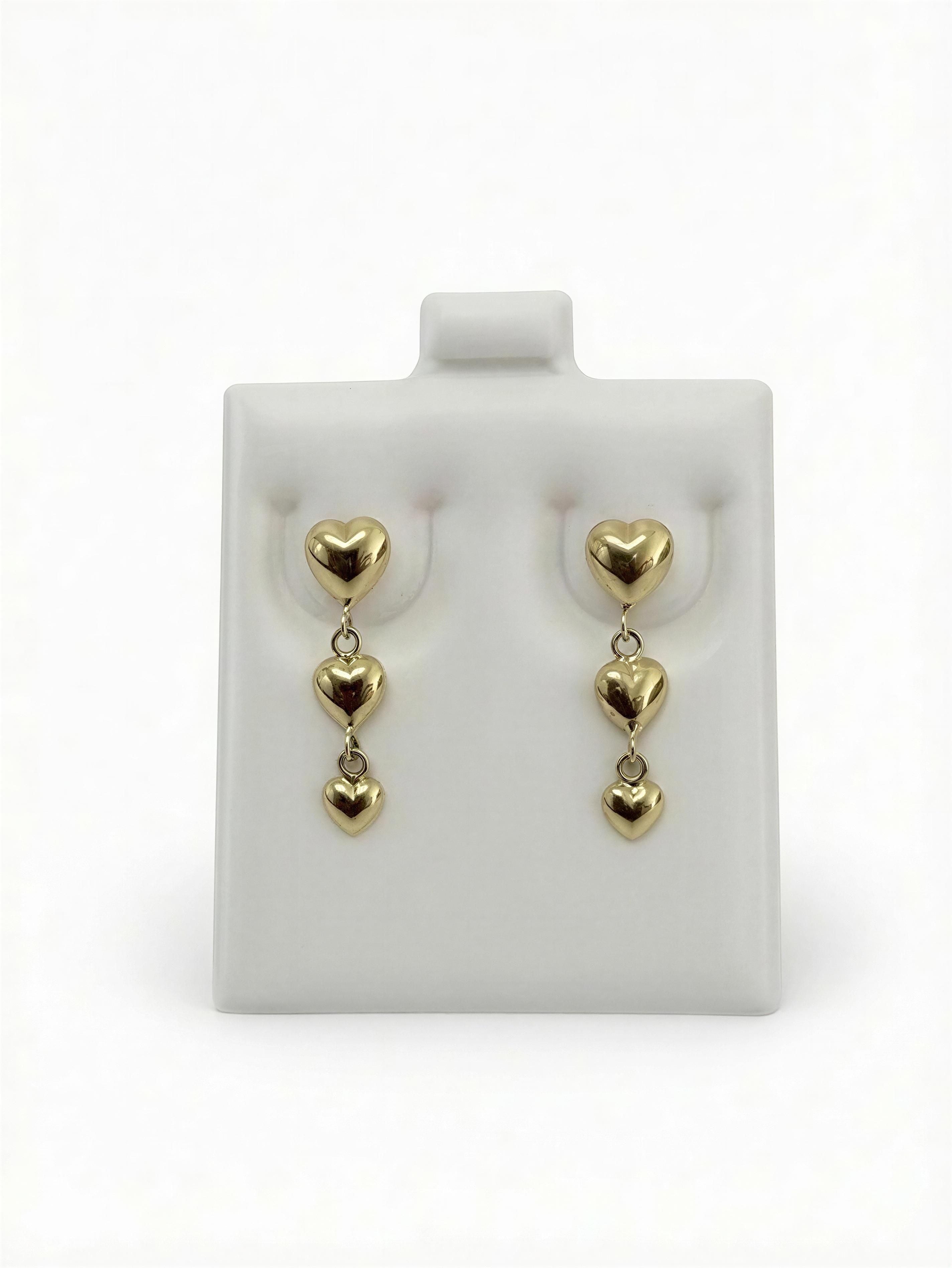 Aretes de corazón colgante 14k