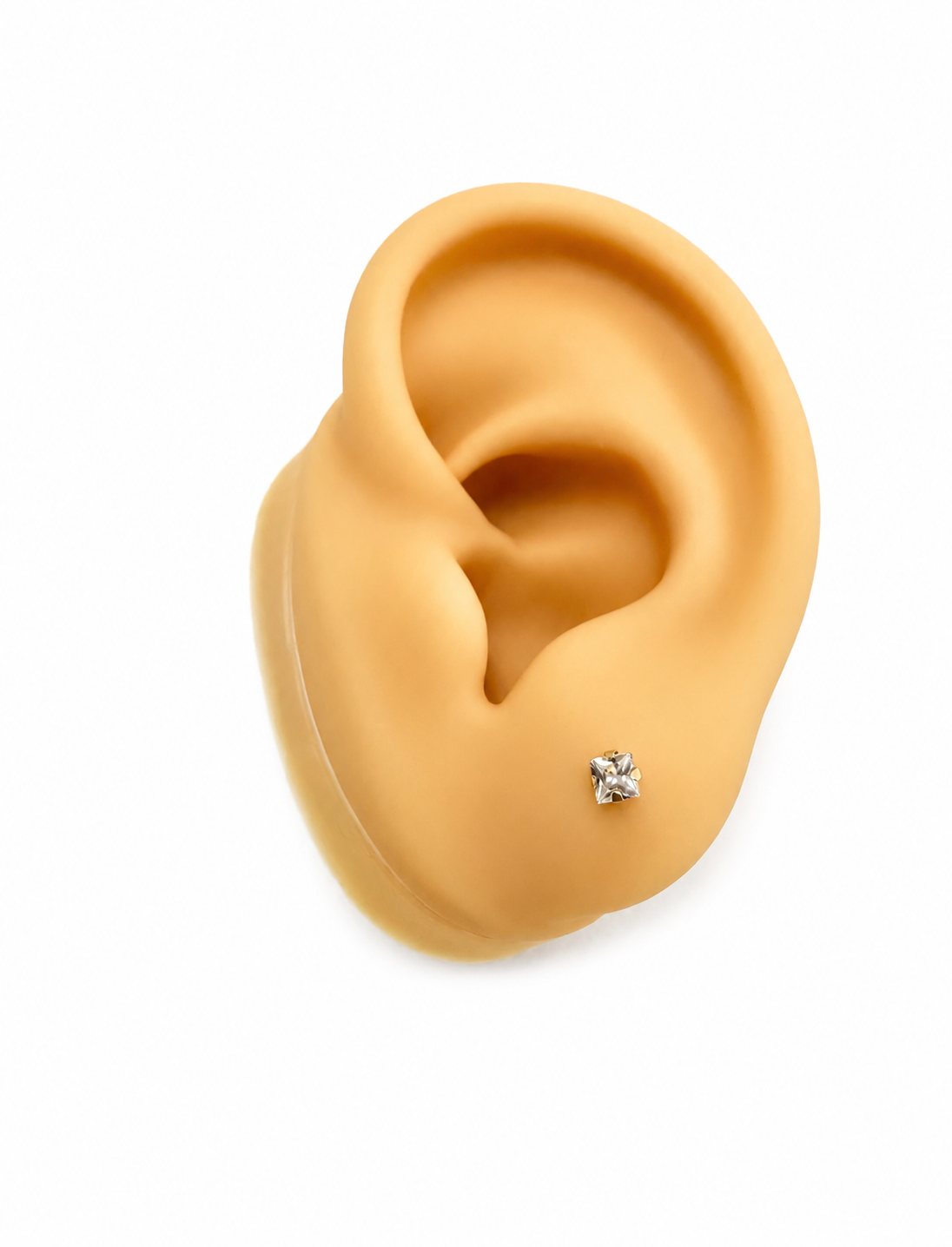 Aretes de piedra cuadrado pequeño 14k