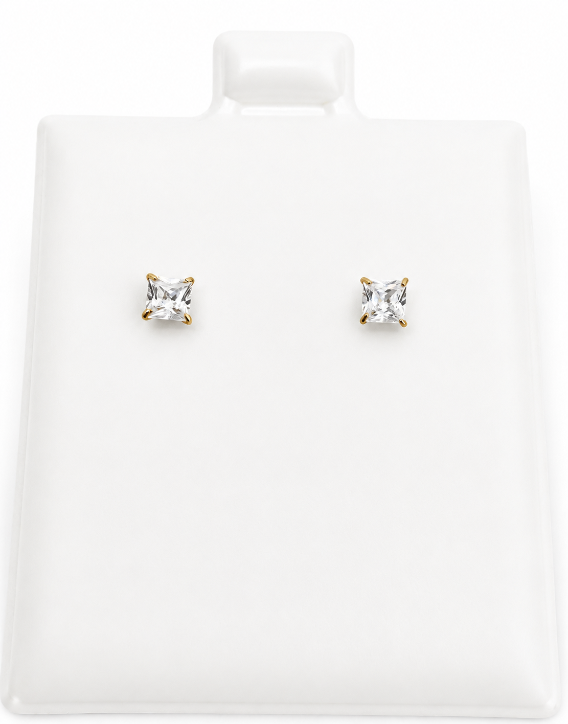 Aretes piedra cuadrados pequeños 14k