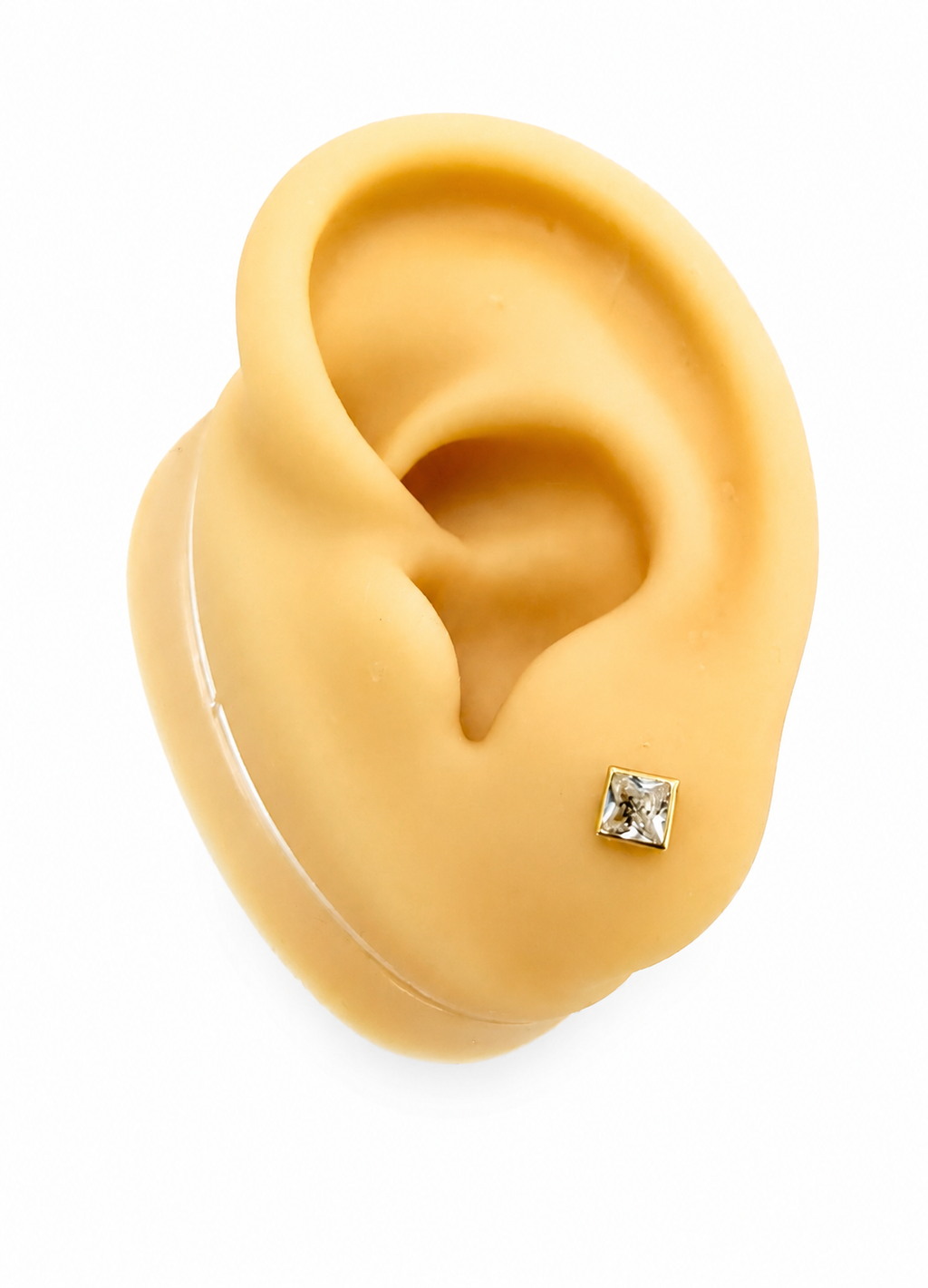 Aretes cuadrados de piedras 14k