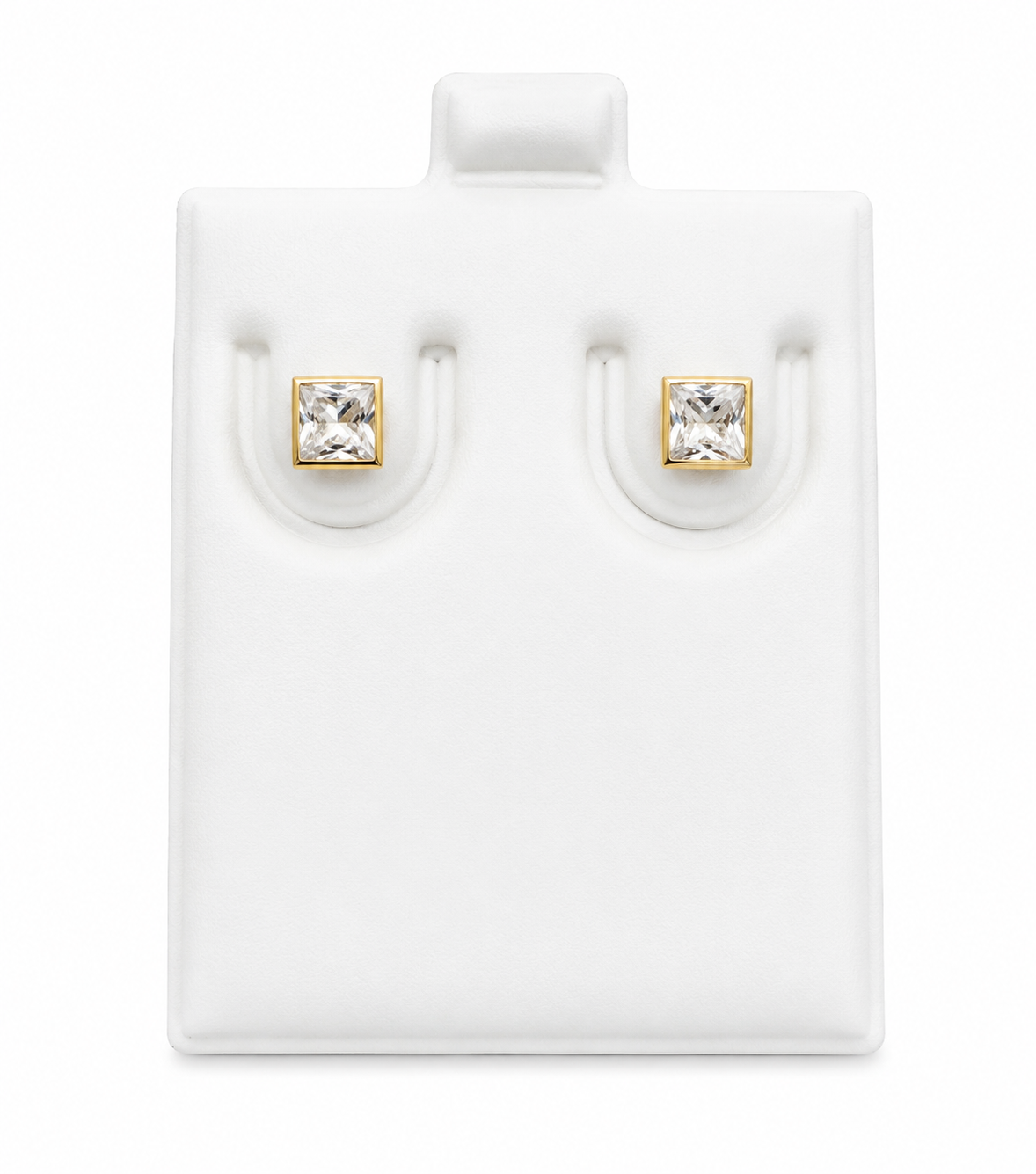 Aretes cuadrados de piedras 14k