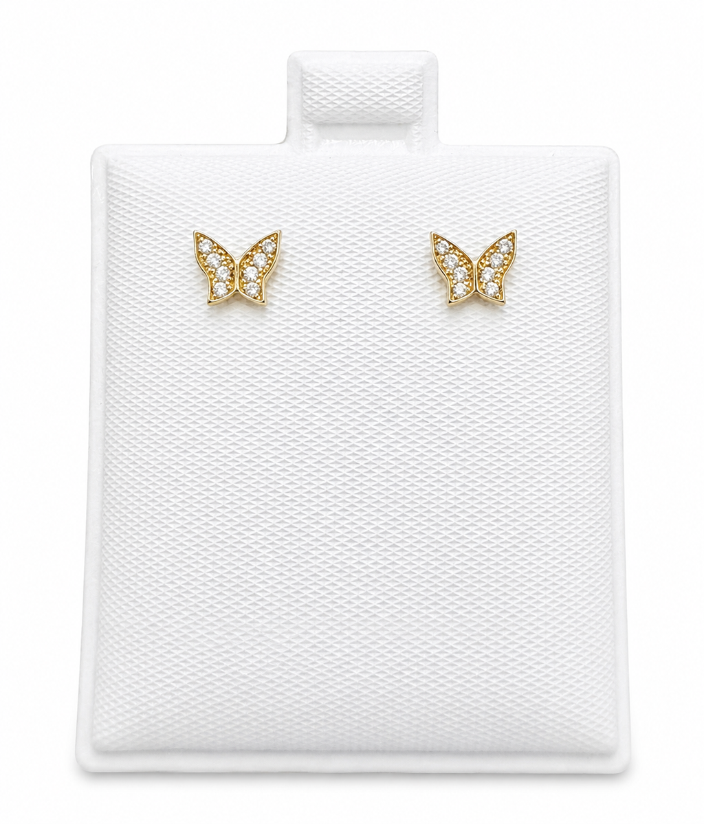 Aretes mariposa pequeñas 14k