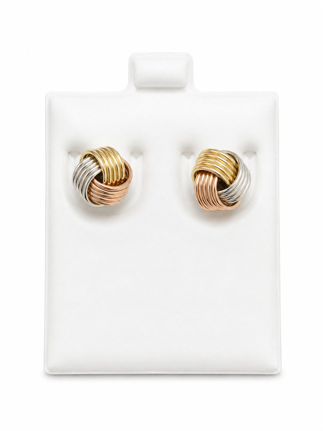 Aretes nudo 3 oros 14k