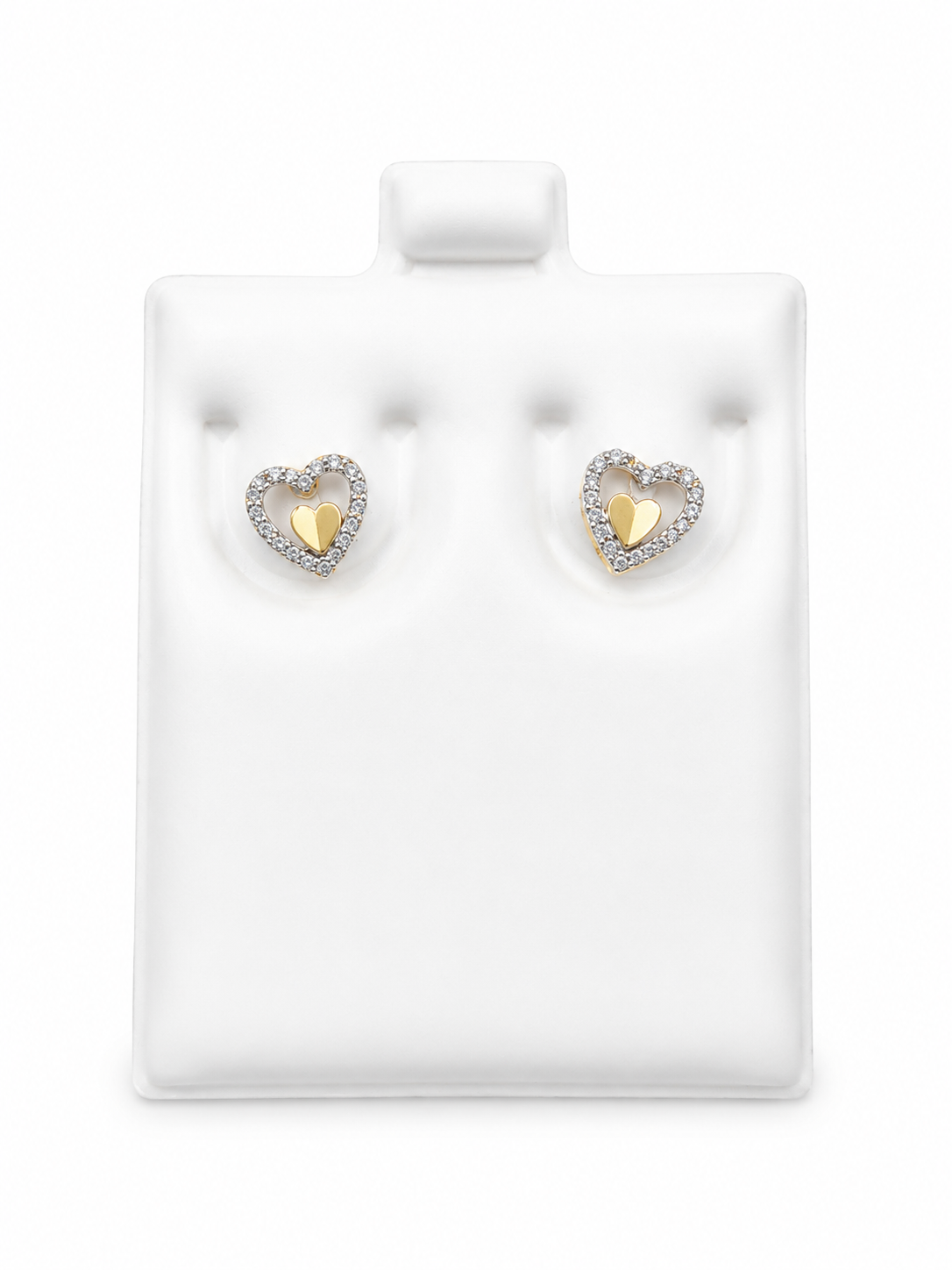 Aretes de Corazon 14k con Diamantes