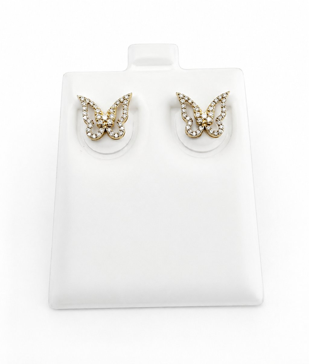 Aretes de mariposa diamante 14k