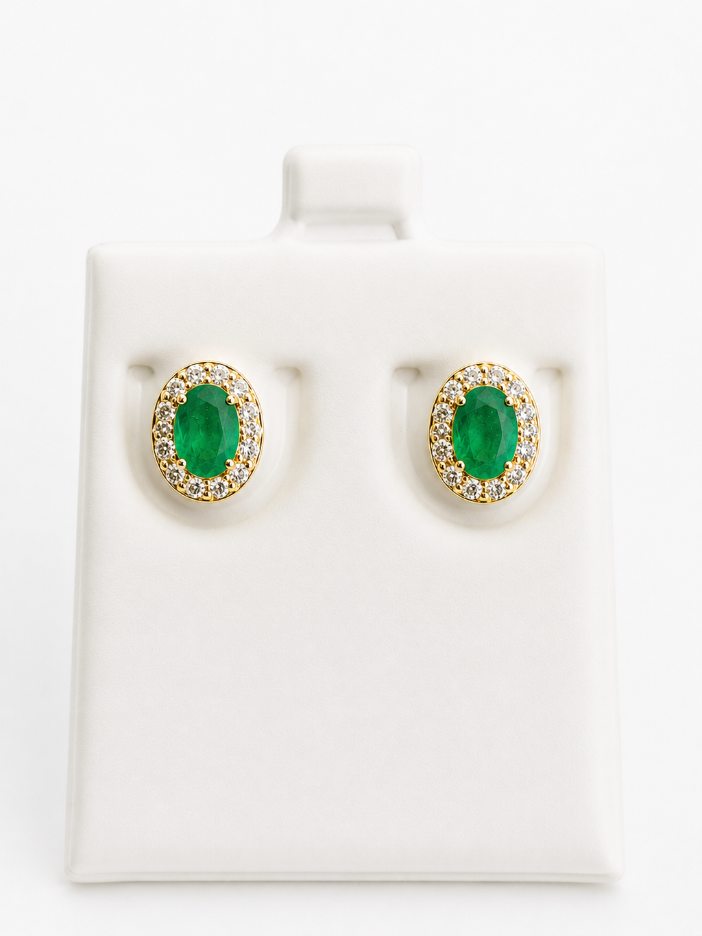 Aretes esmeralda y diamante naturales 10k