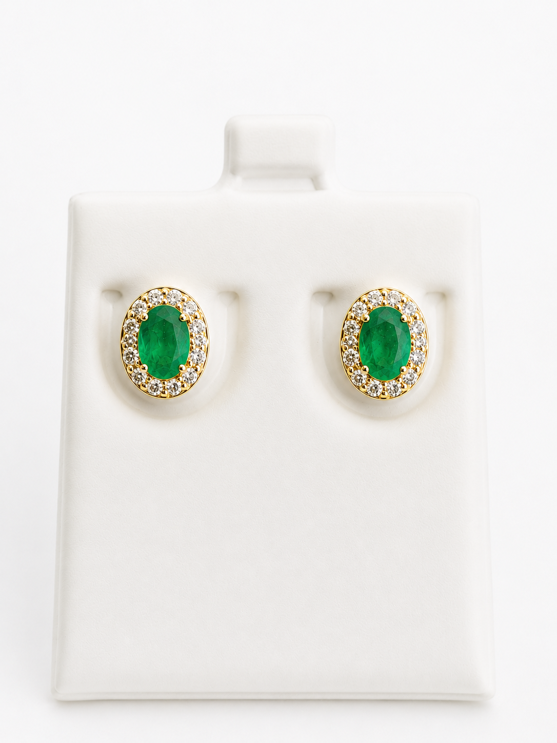 Aretes esmeralda y diamante naturales 10k