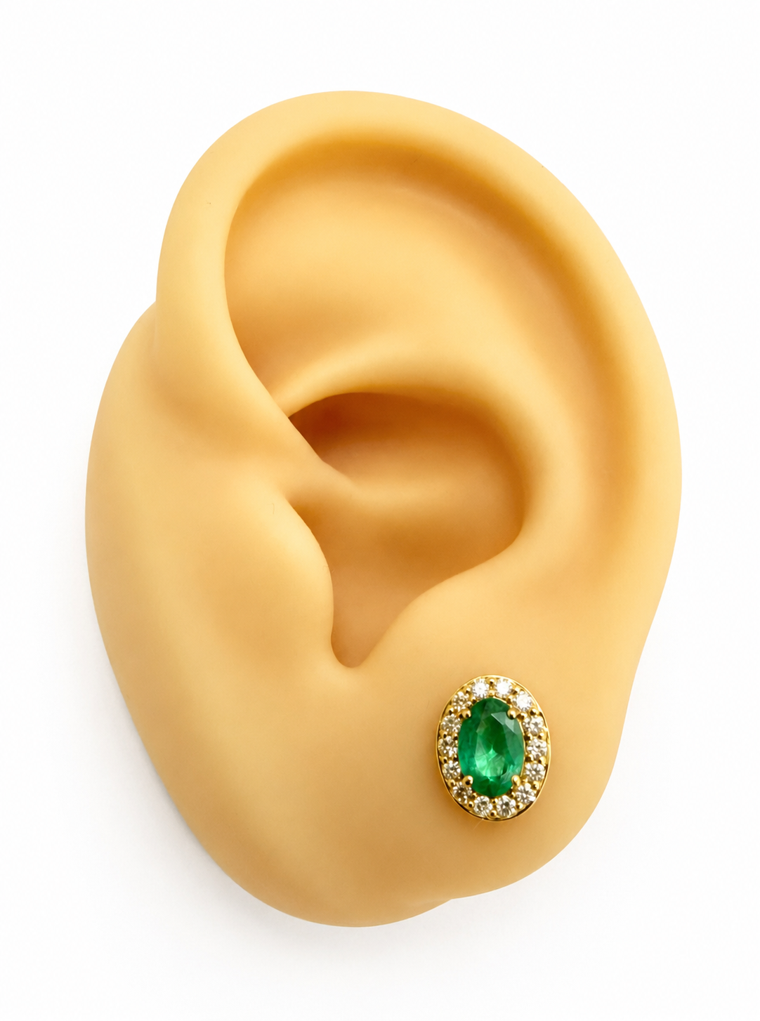 Aretes esmeralda y diamante naturales 10k