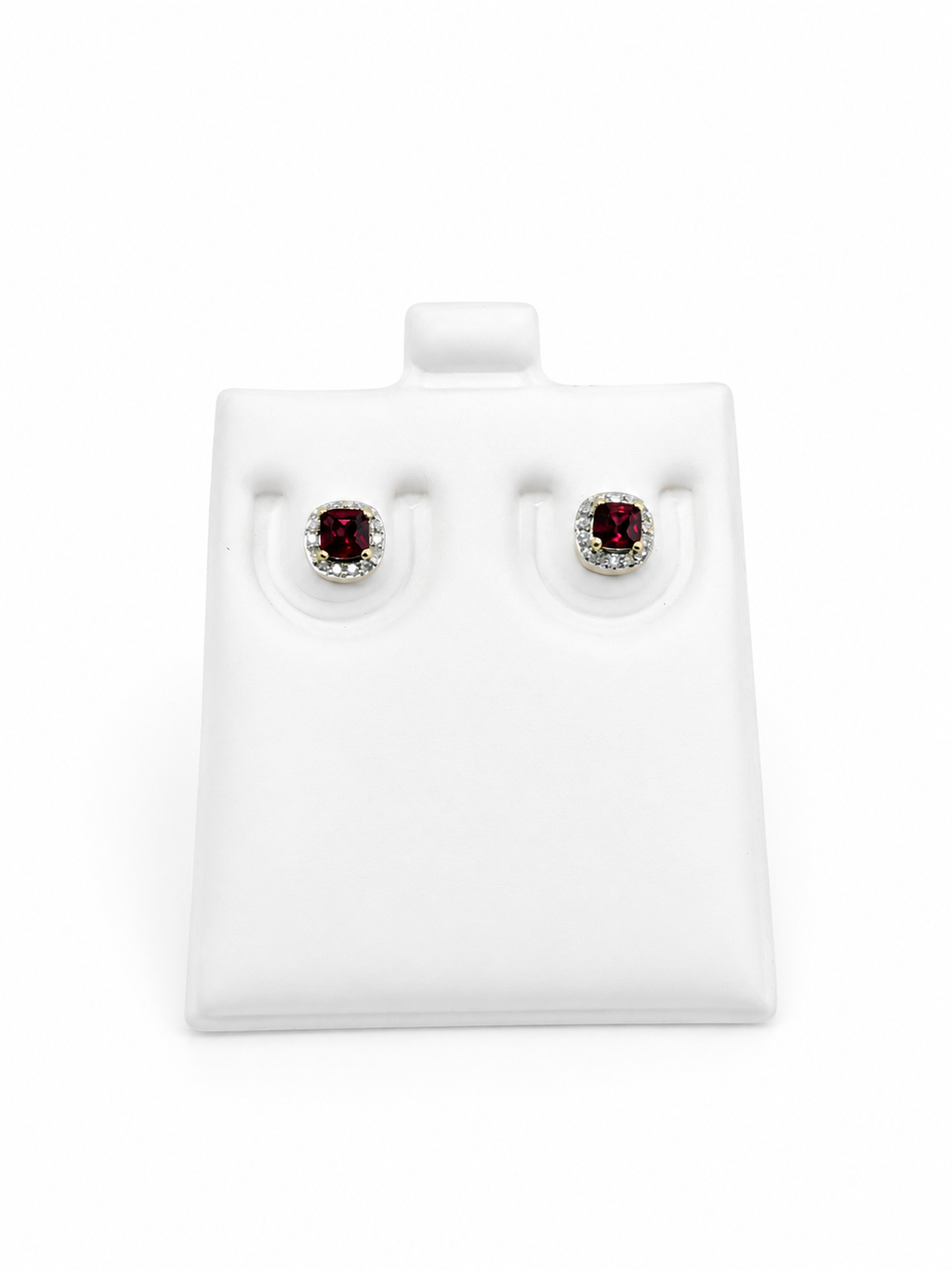 Aretes pequeños Rubi y diamantes naturales 14k