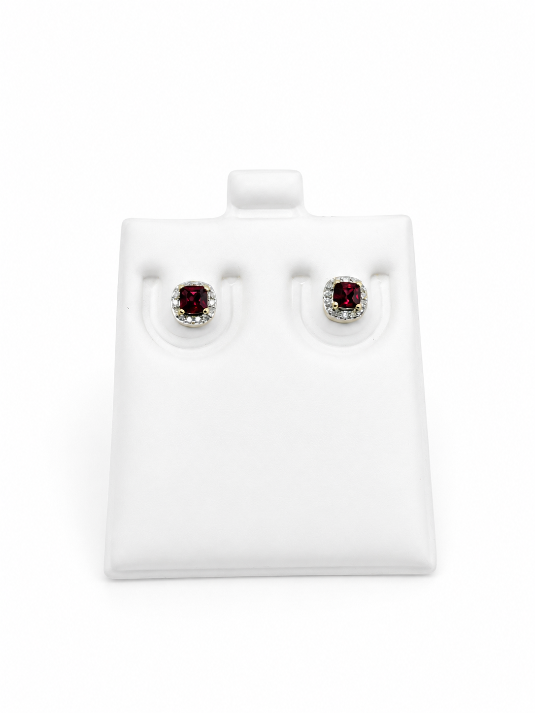 Aretes pequeños Rubi y diamantes naturales 14k