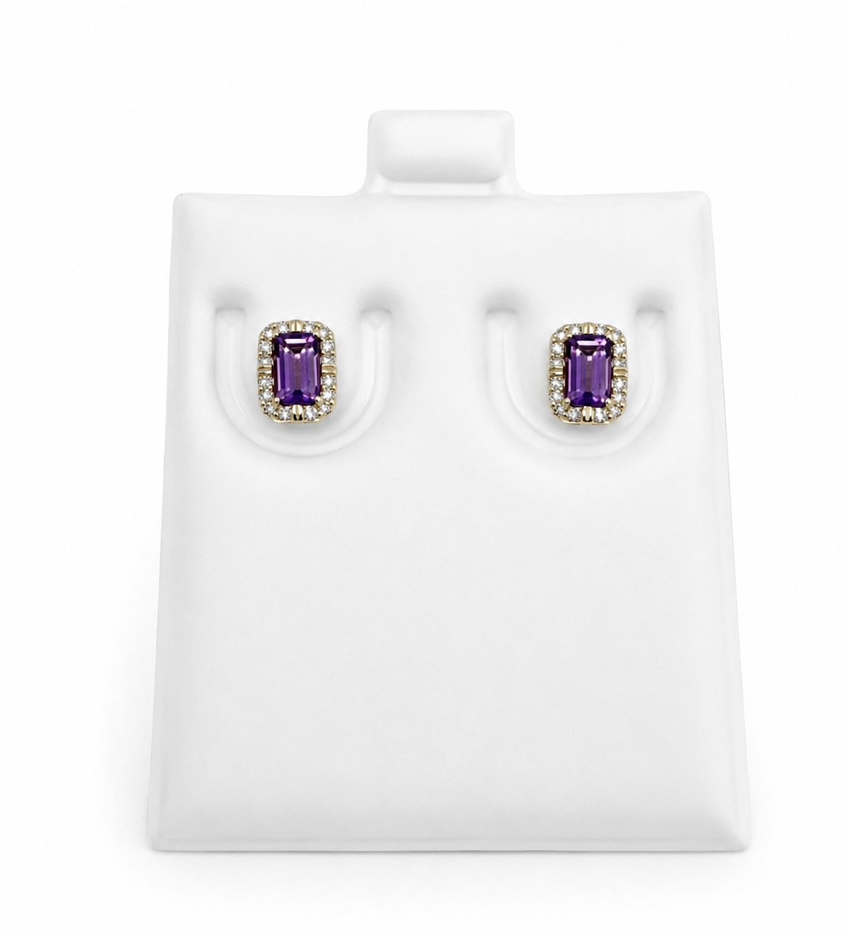 Aretes pequeños Amatista y diamante natural 10k
