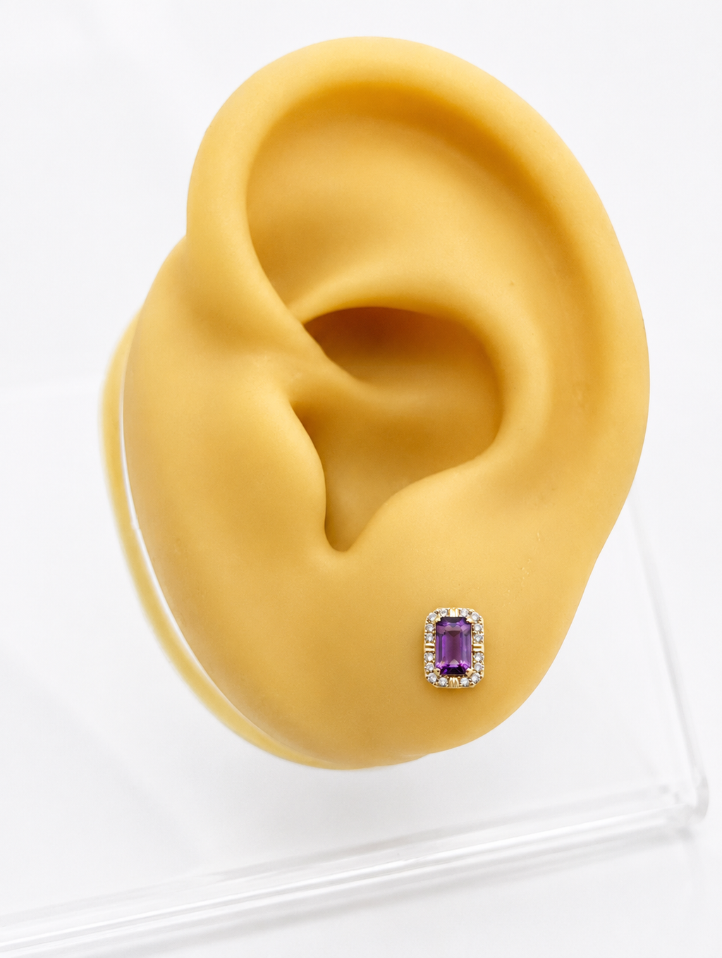 Aretes pequeños Amatista y diamante natural 10k