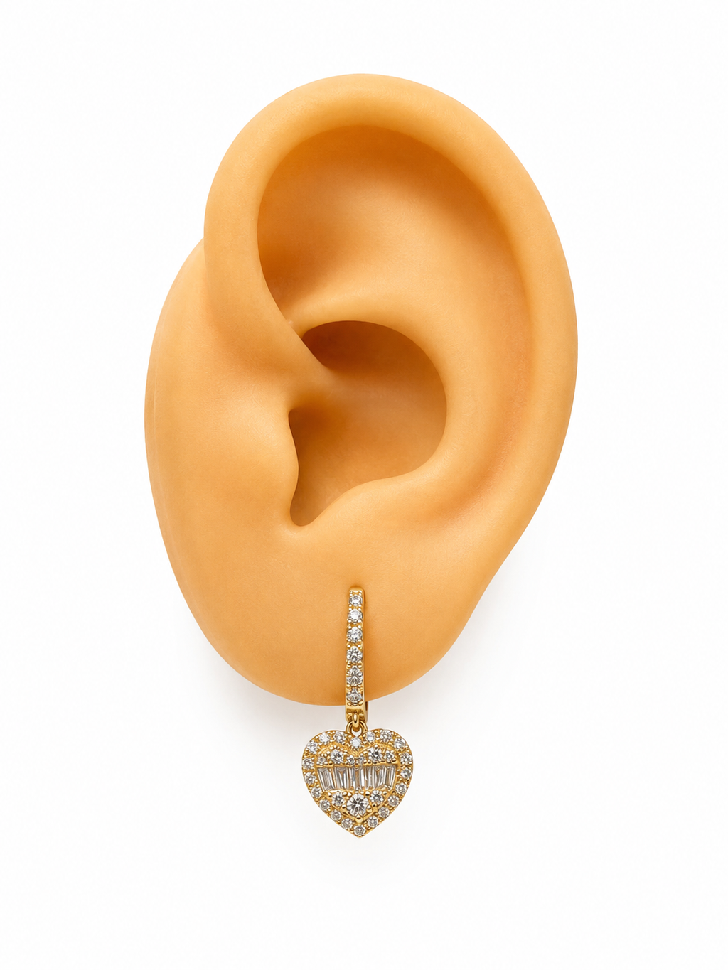 Argollas con colgante 10k con corazón de Diamantes