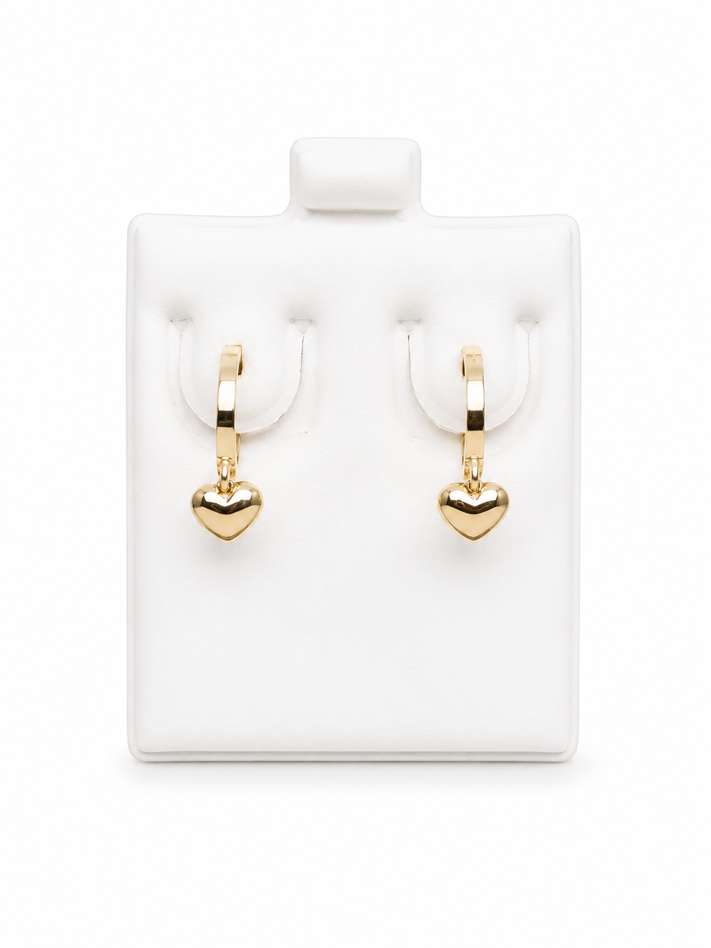 Argollas con corazón colgante 14k