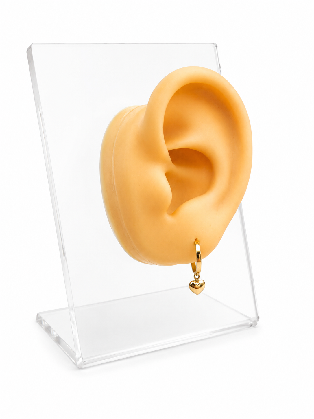 Argollas con corazón colgante 14k