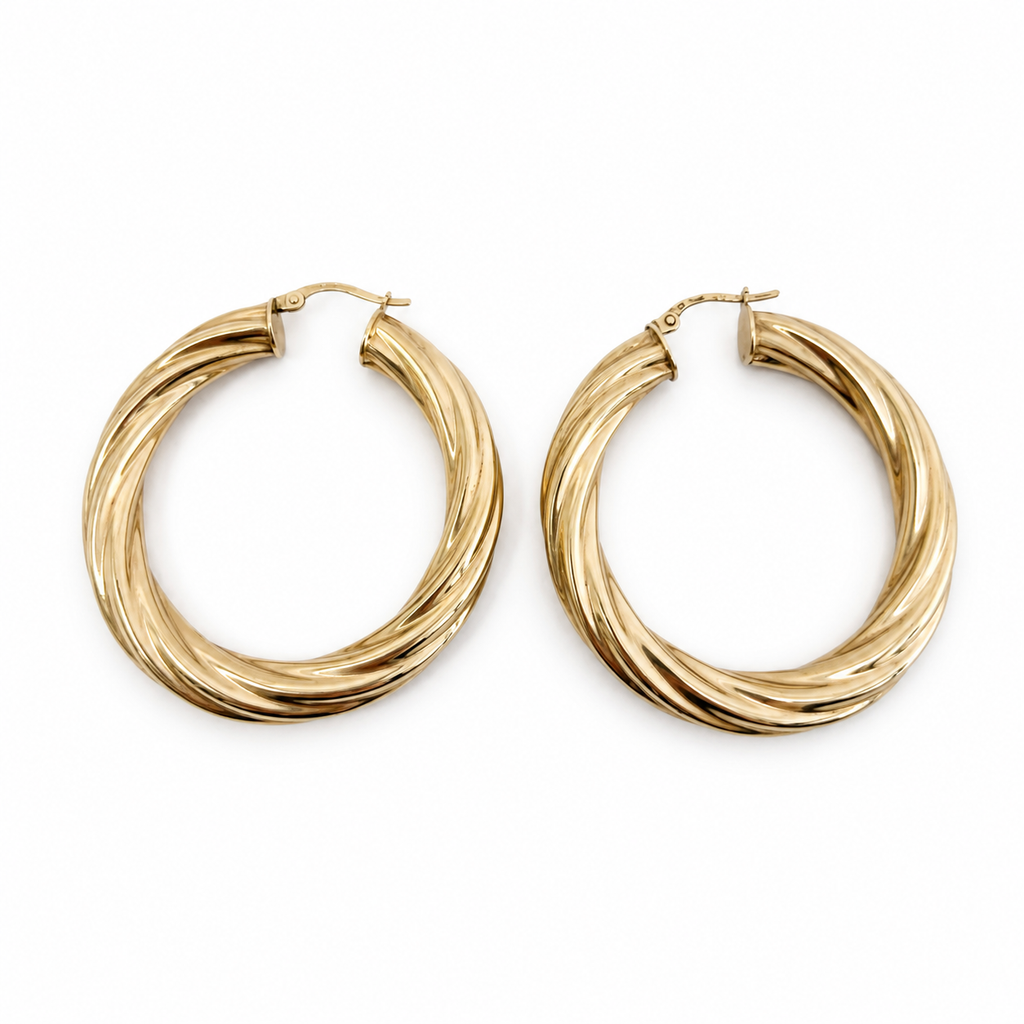 Argollas torcidas lisas 6mm 10k