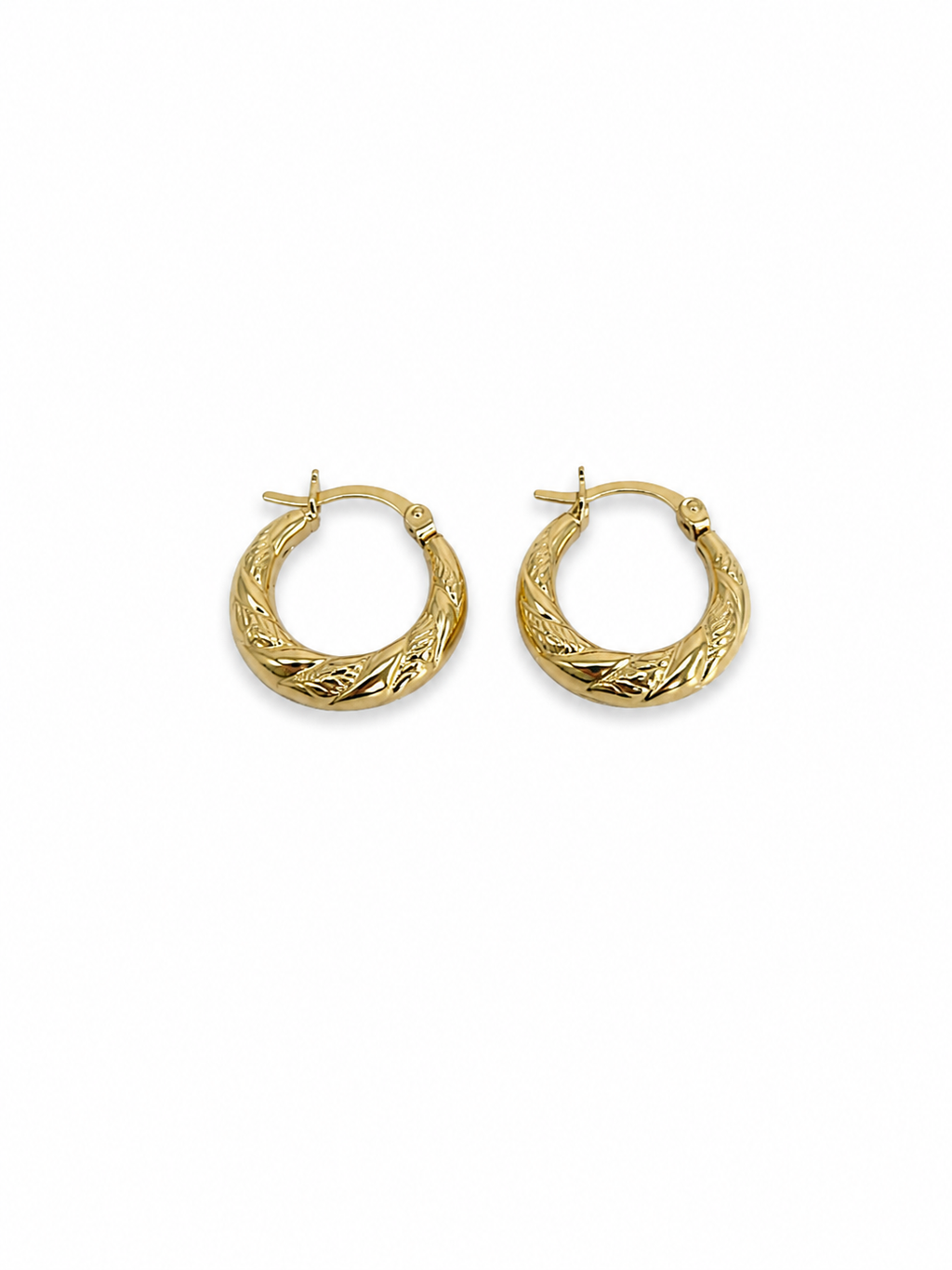 Argollas pequeñas con diseño 10k