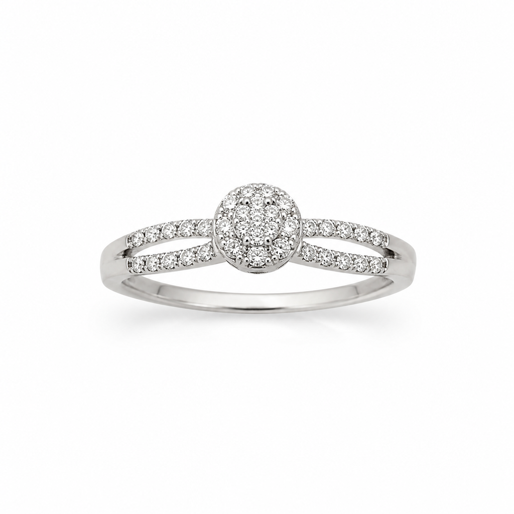 Anillo compromiso oro Blanco 14k con diamante natural