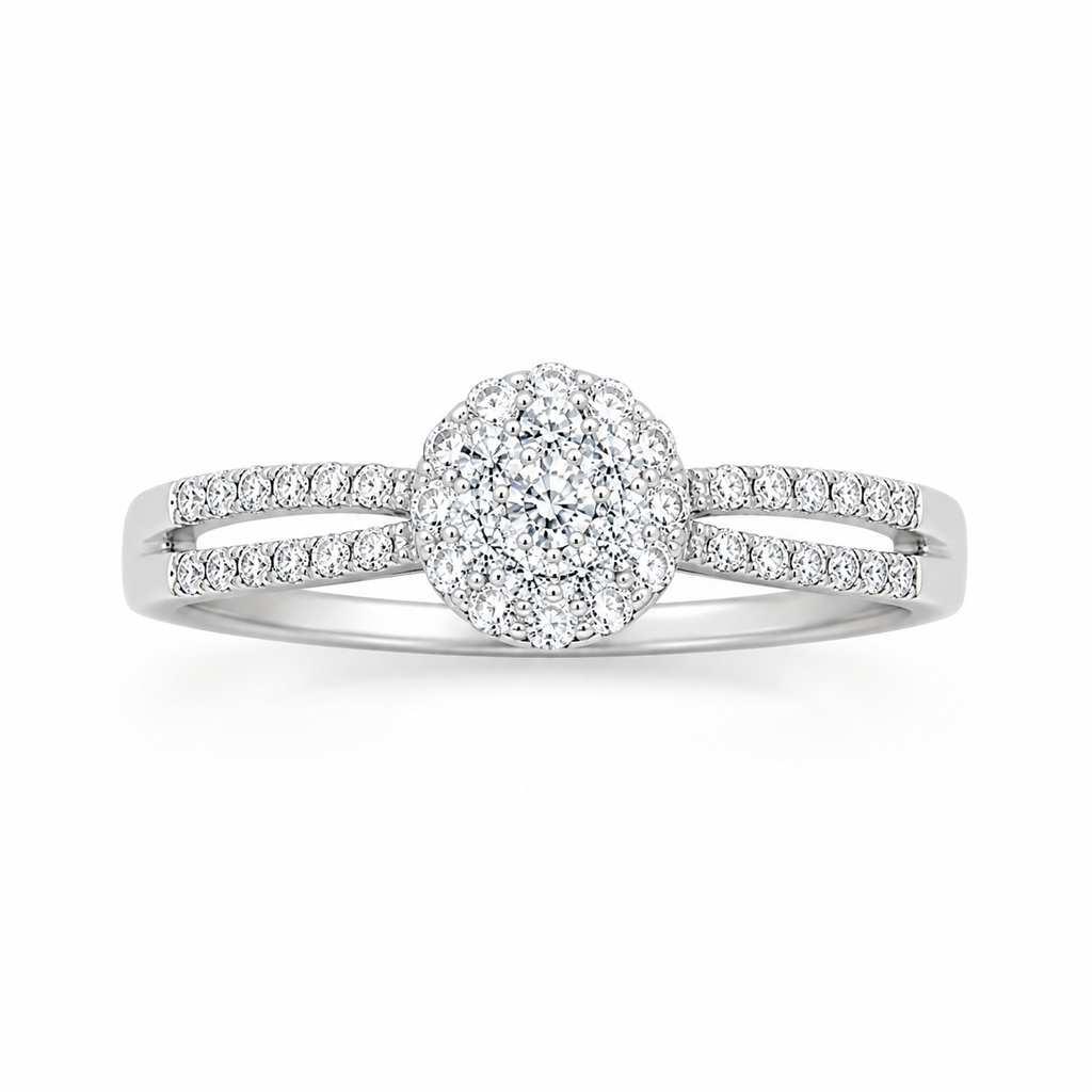 Anillo compromiso oro Blanco 14k con diamante natural