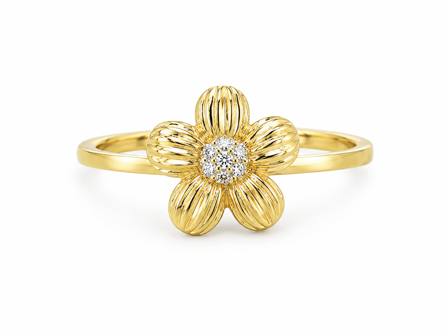 Anillo flor 14k