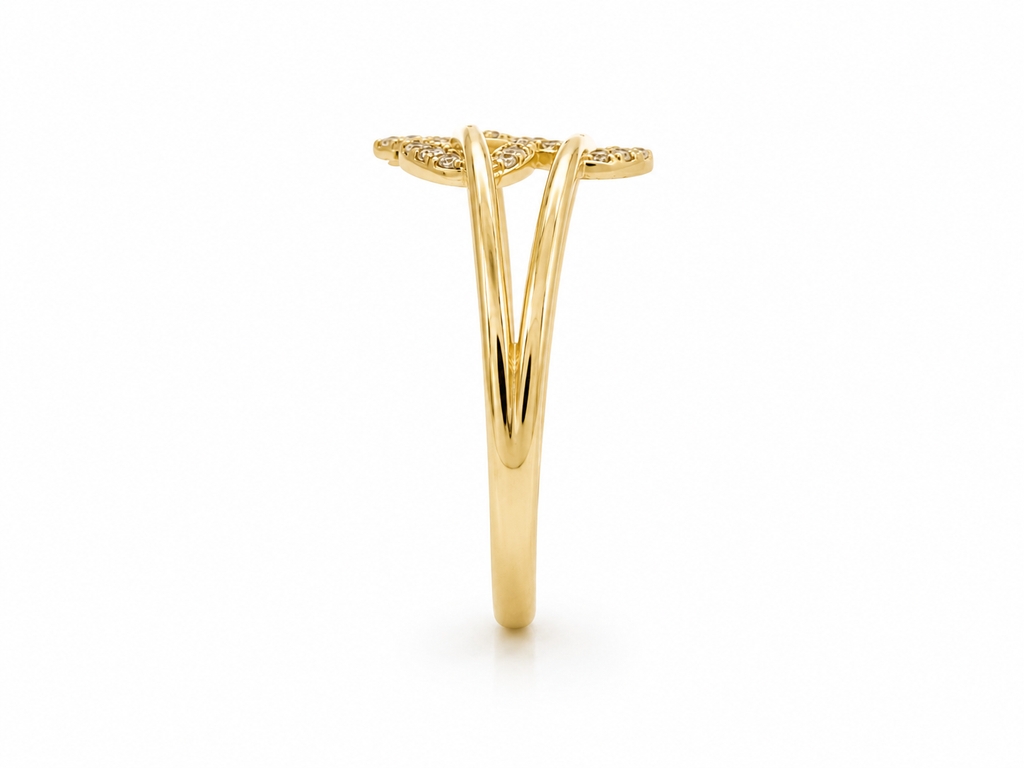 Anillo de hojas 10k