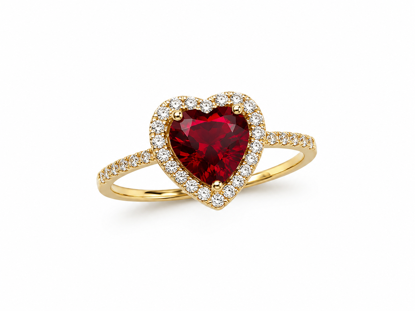 Anillo de Corazón con piedras 10k