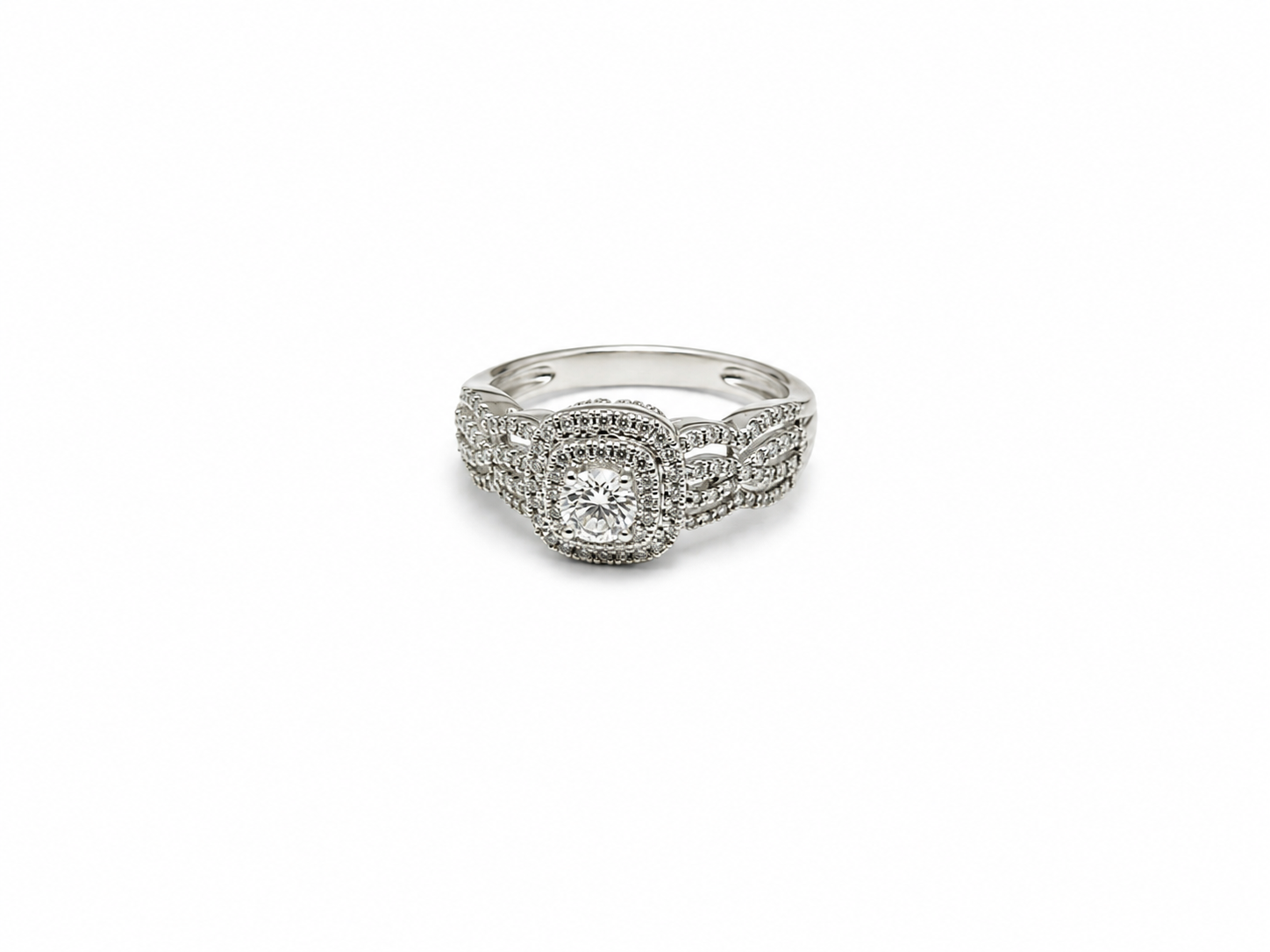 Anillo compromiso Oro Blanco 10k con diamantes naturales