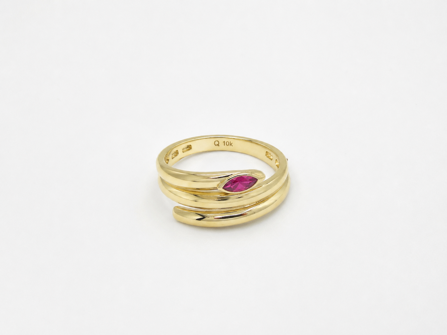 Anillo banda 10k - Piedra Rosado