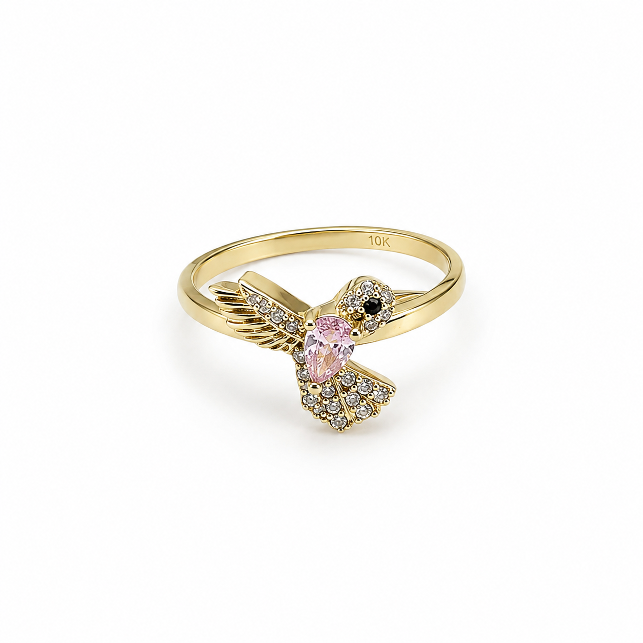 Anillo colibrí 10k - Rosado