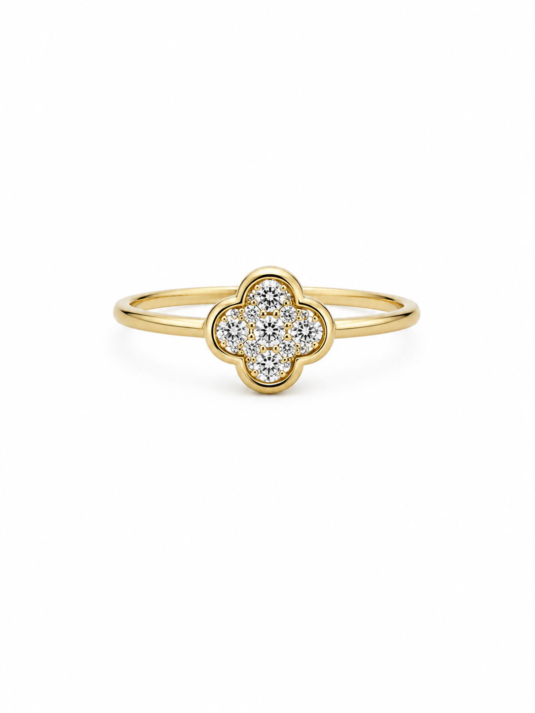 Anillo flor diamante natural 10k